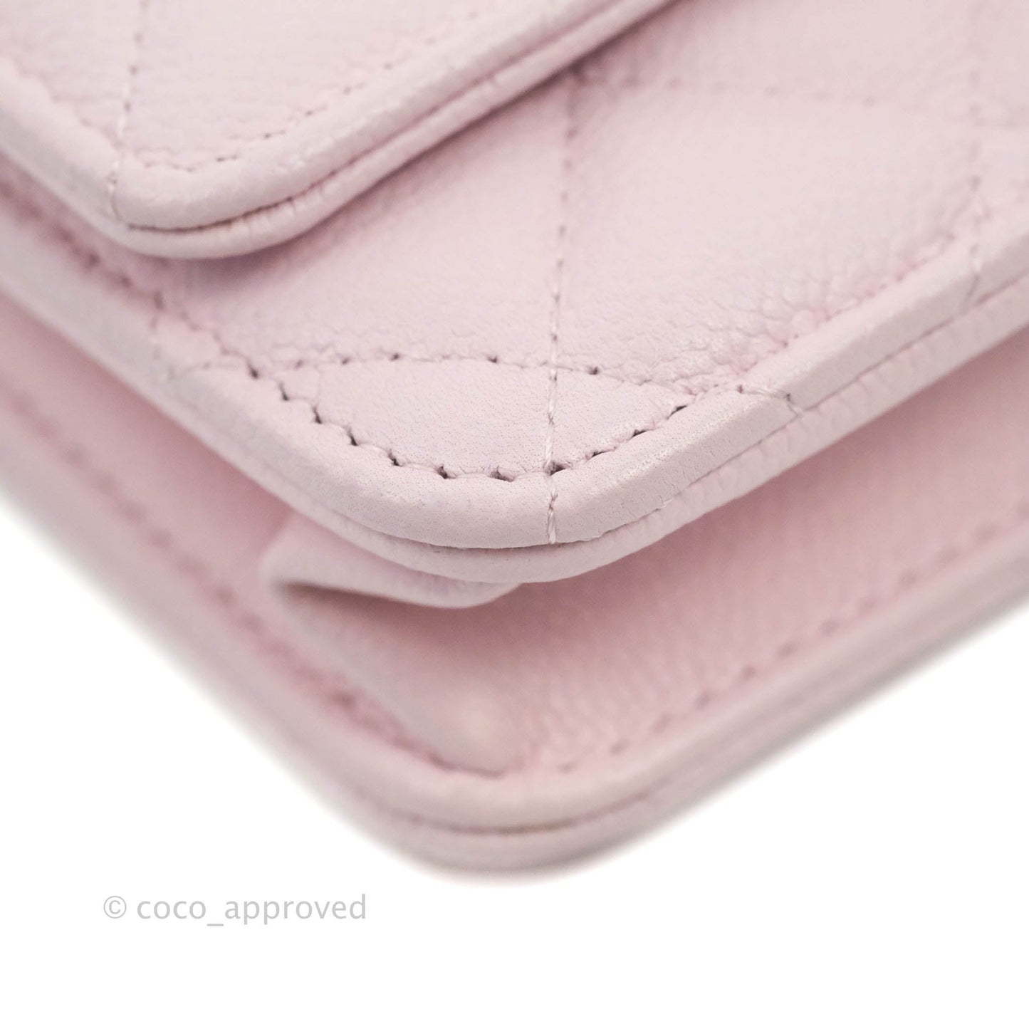Chanel Quilted CC Chain Wallet on Chain WOC Light Pink Caviar Gold Hardware 22P