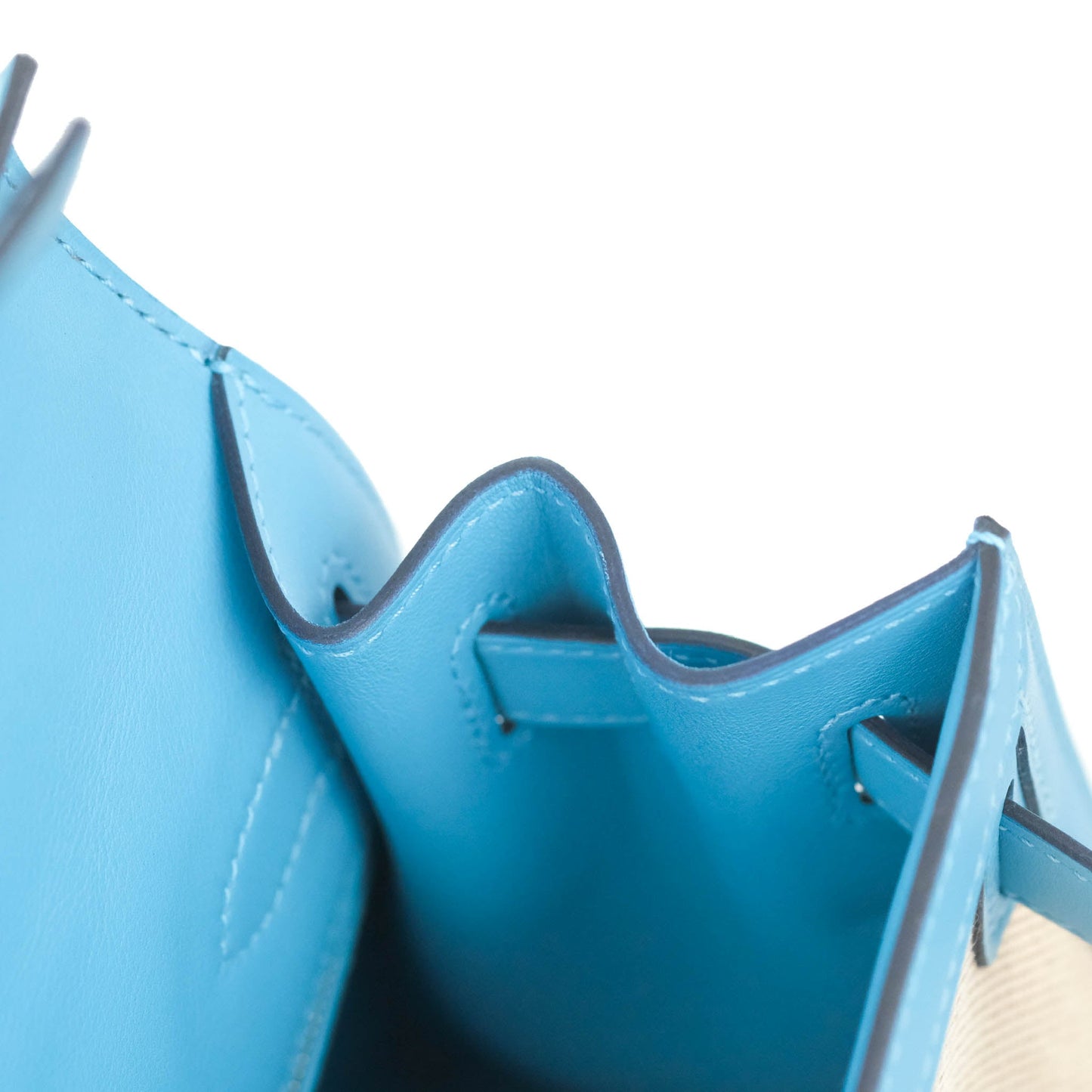 Hermès Kelly 28 Bleu Du Nord Swift & Ecru-beige Toile H Palladium Hardware