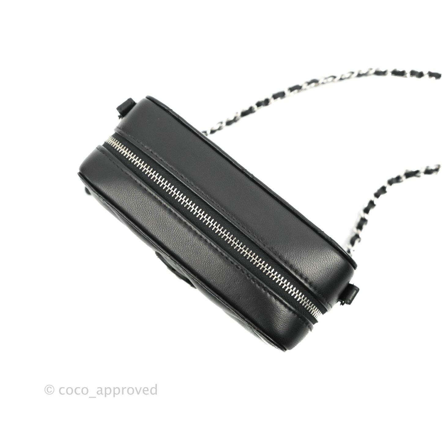 Chanel Mini Quilted Camera Case Black Lambskin Silver Hardware