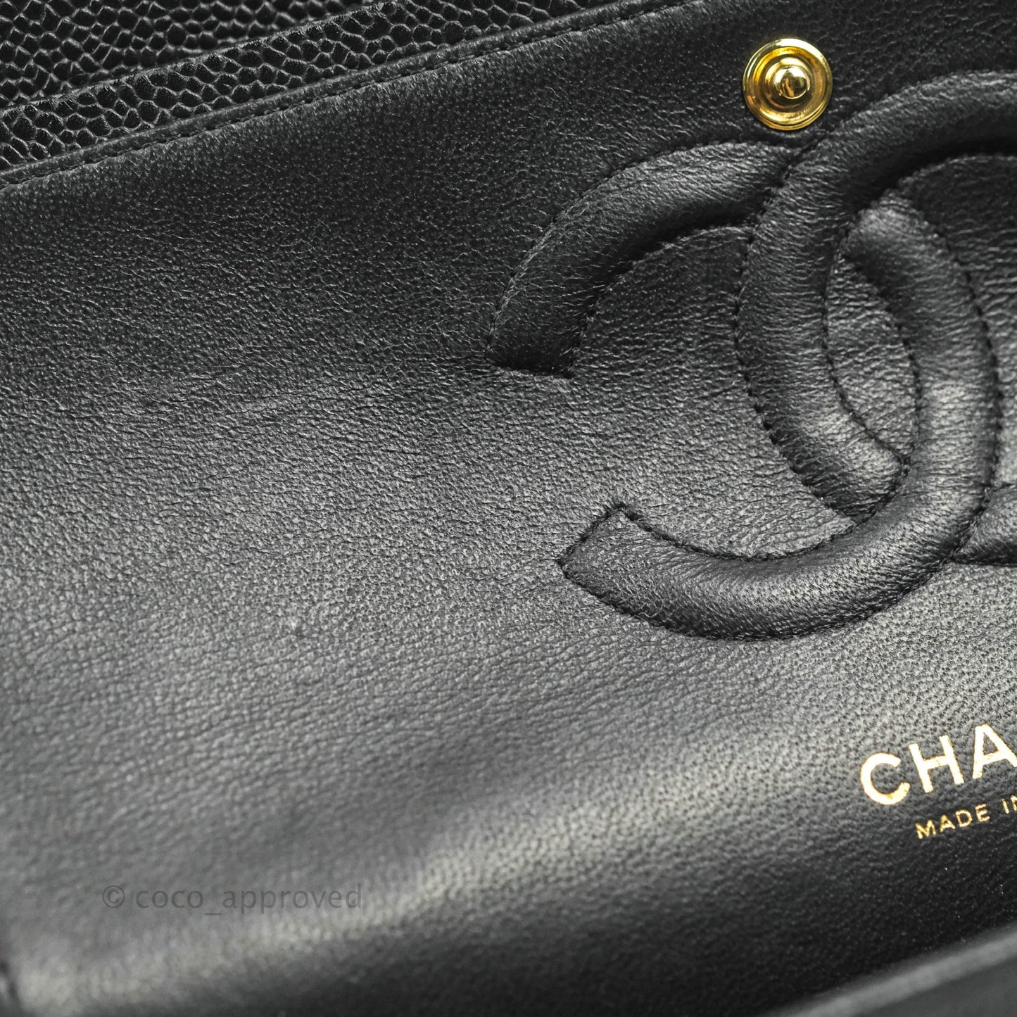 Chanel Classic M/L Medium Double Flap Black Caviar 24k Gold Hardware
