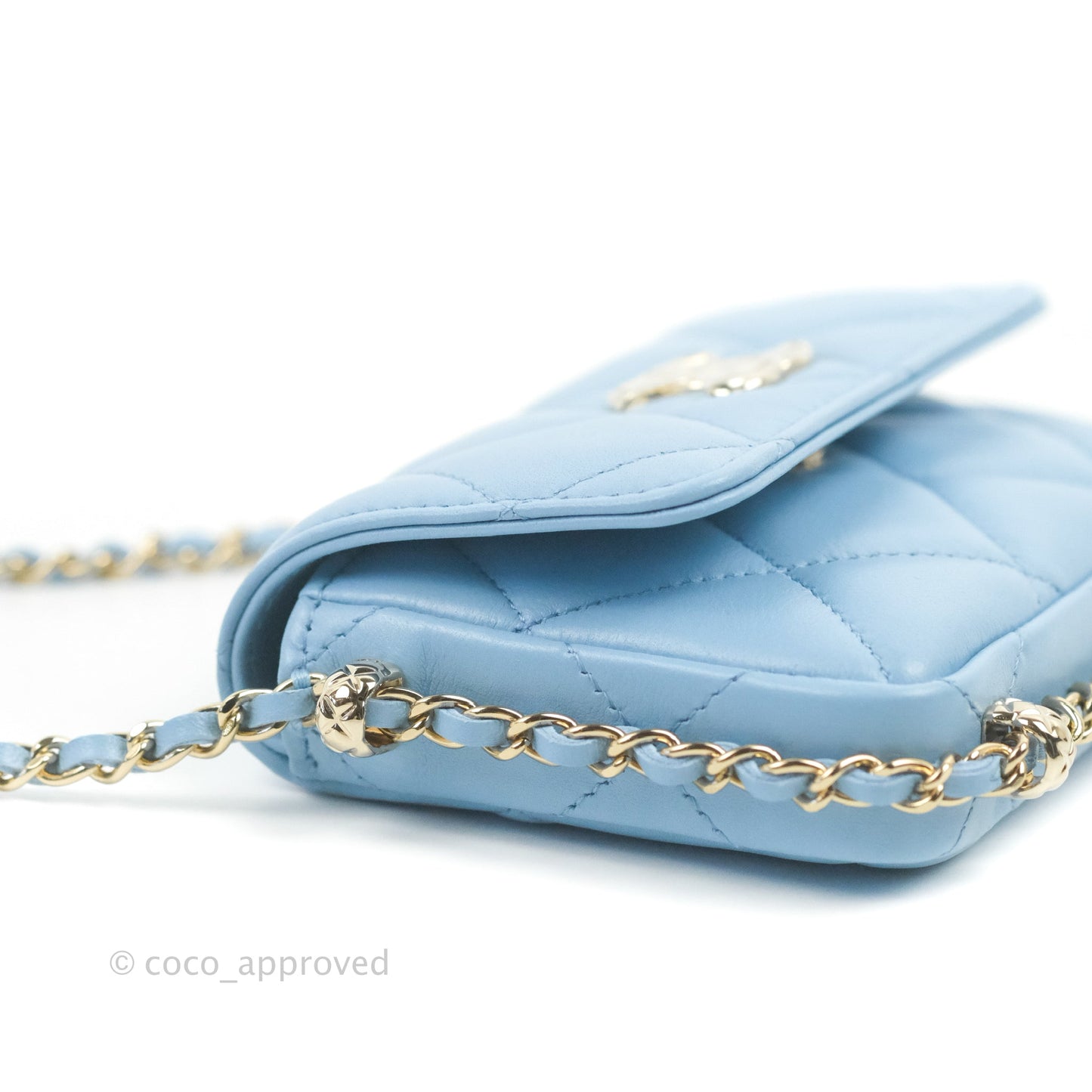 Chanel Mini Clutch With Chain Blue Lambskin Gold Hardware