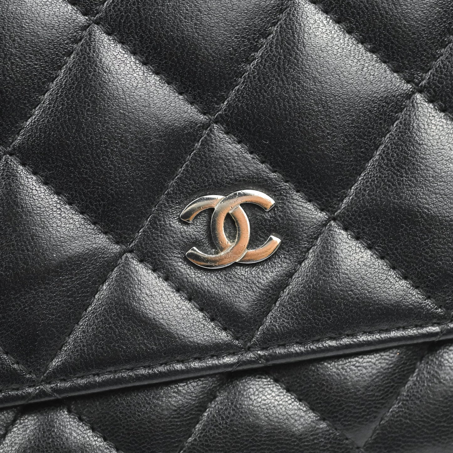 Chanel Quilted Classic WOC Black Lambskin Silver Hardware