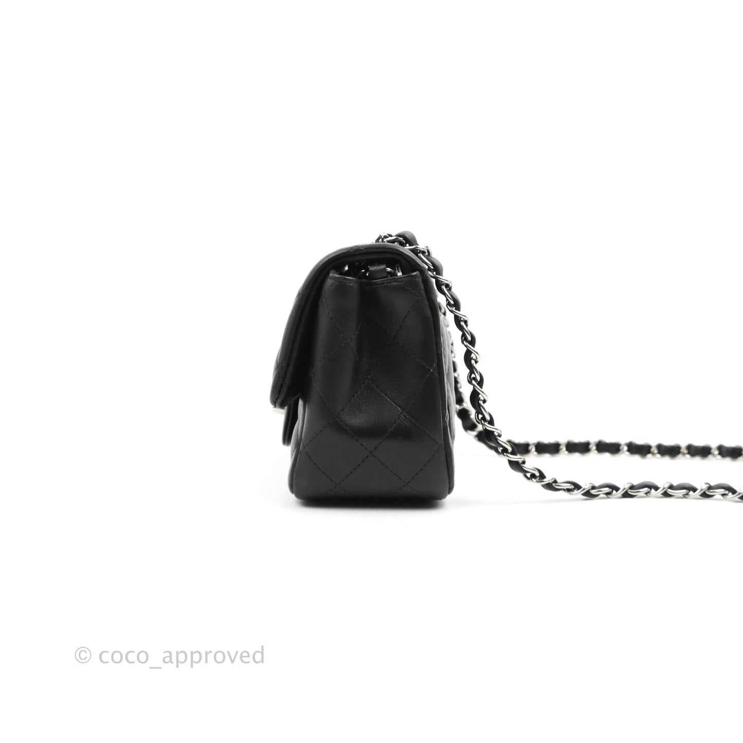 Chanel Mini Square Black Lambskin Silver Hardware