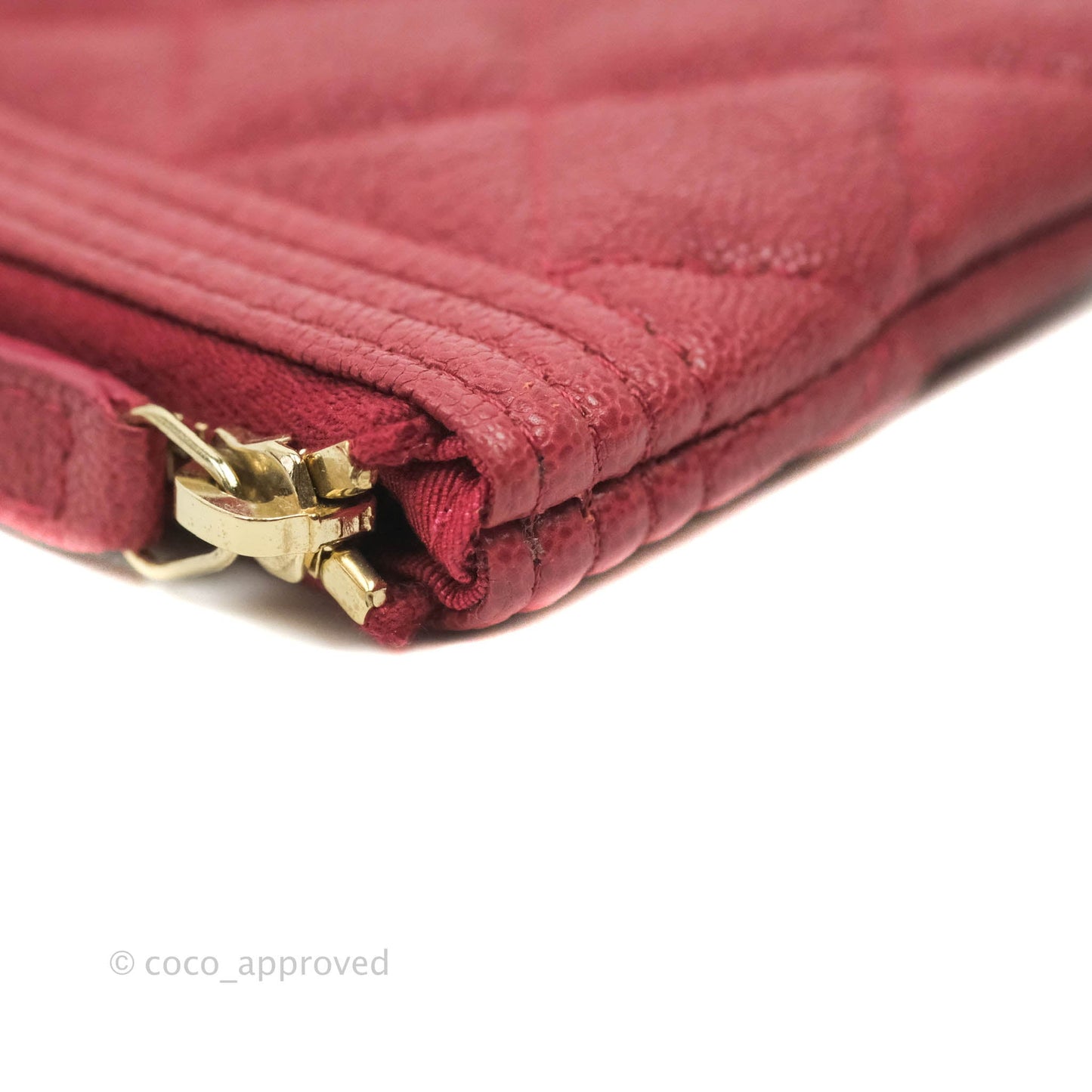 Chanel Mini Boy O Case Red Aged Caviar Gold Hardware