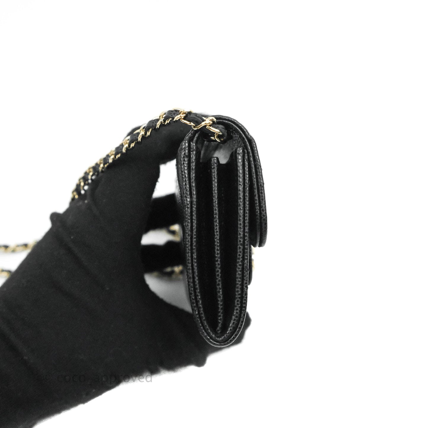 Chanel Mini Wallet With Chain Black Caviar Gold Hardware