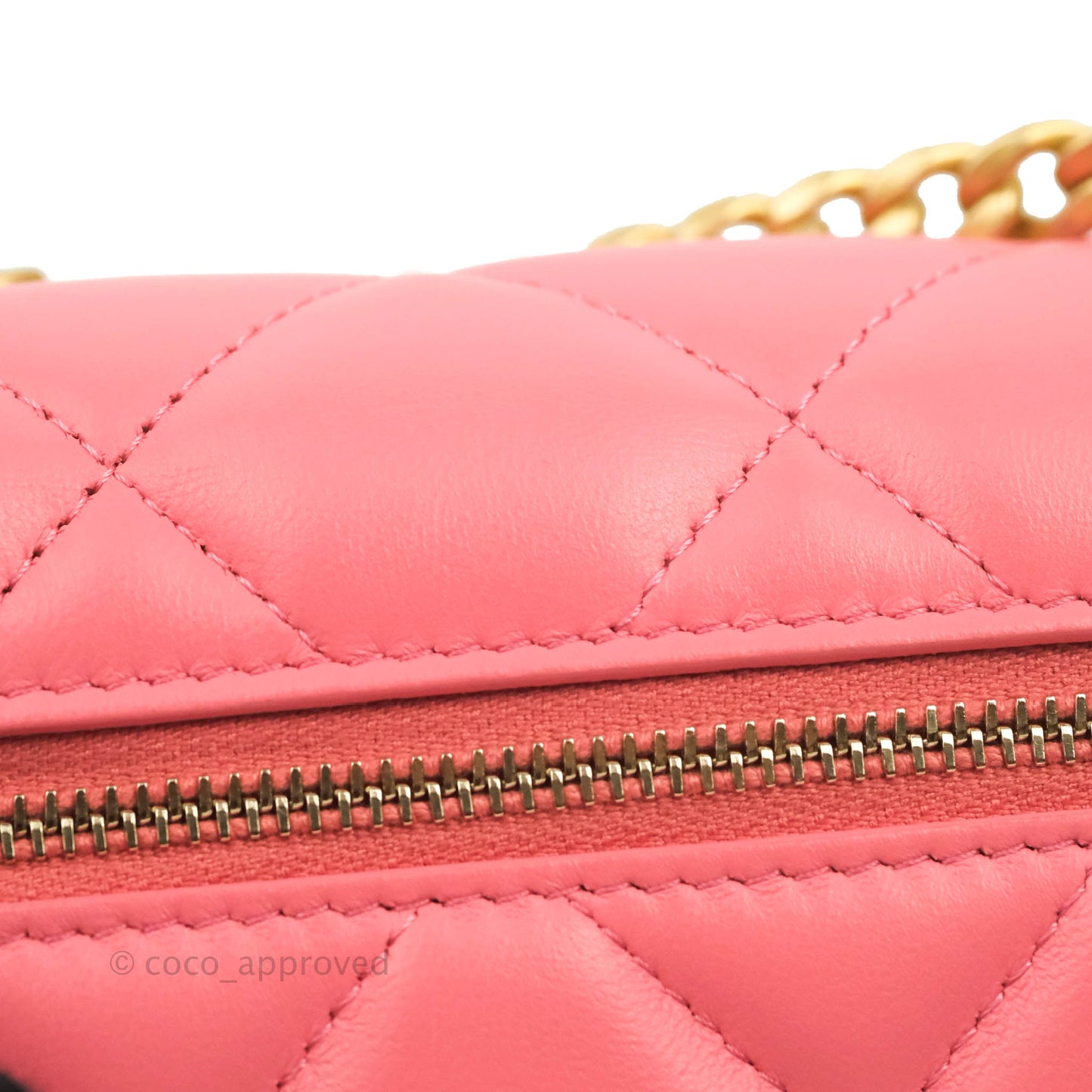 Chanel Clutch with Chain Pink Lambskin Enamel Gold Hardware