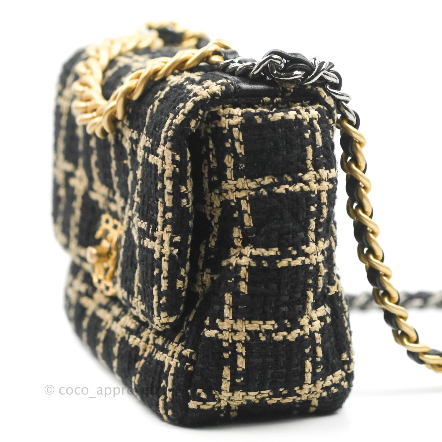 Chanel 19 Small Tweed Black Beige Mixed Hardware