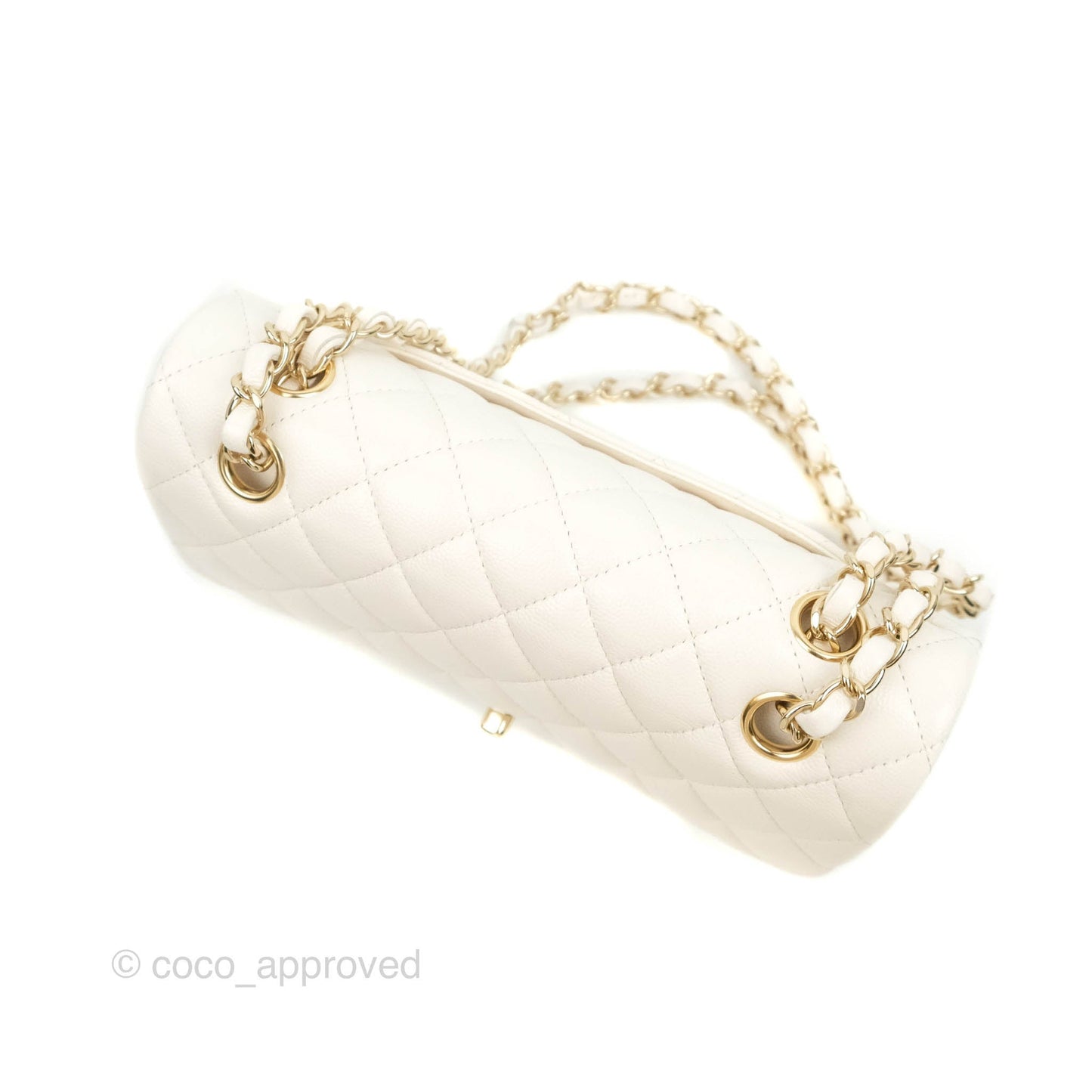 Chanel Classic Small S/M Flap White Caviar Gold Hardware 21S
