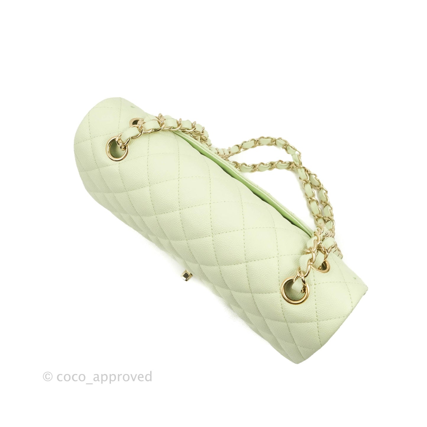 Chanel Classic M/L Medium Flap Quilted Avocado Green Caviar Gold Hardware