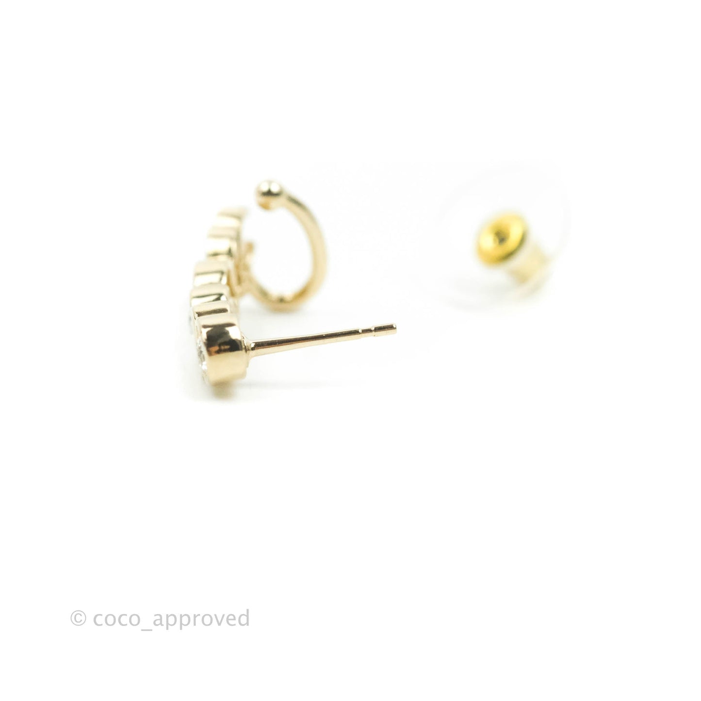 Chanel CC Coco Crystal Earrings Ear Clip Gold Tone 22P