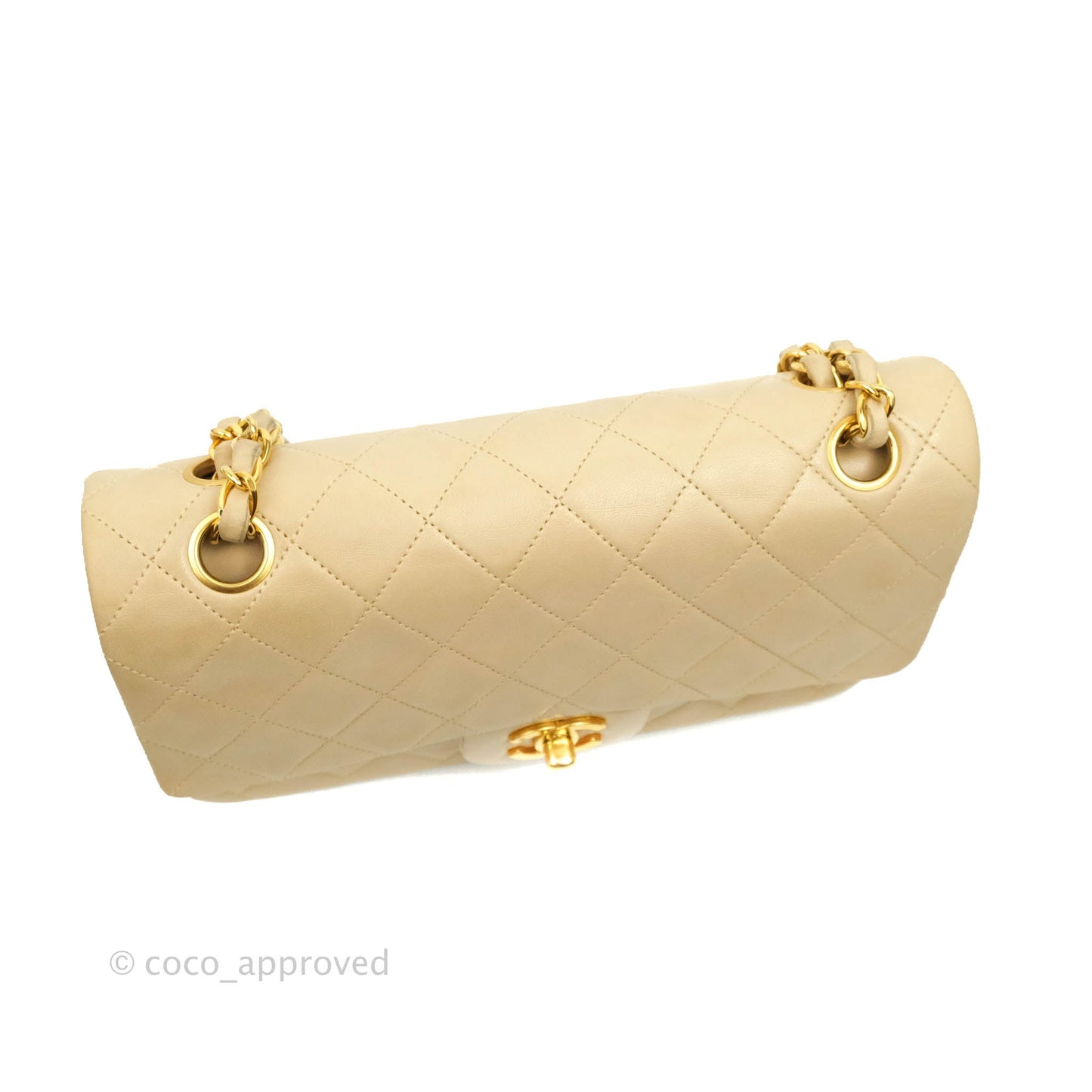 Chanel Classic Vintage Small Flap Beige Lambskin 24K Gold Hardware