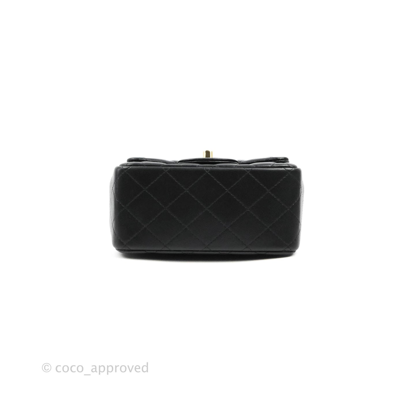 Chanel Quilted Mini Square Black Lambskin Gold Hardware