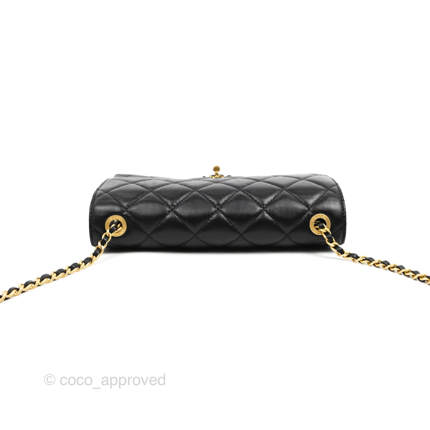 Chanel Flap Bag Black Lambskin Aged Gold Hardware