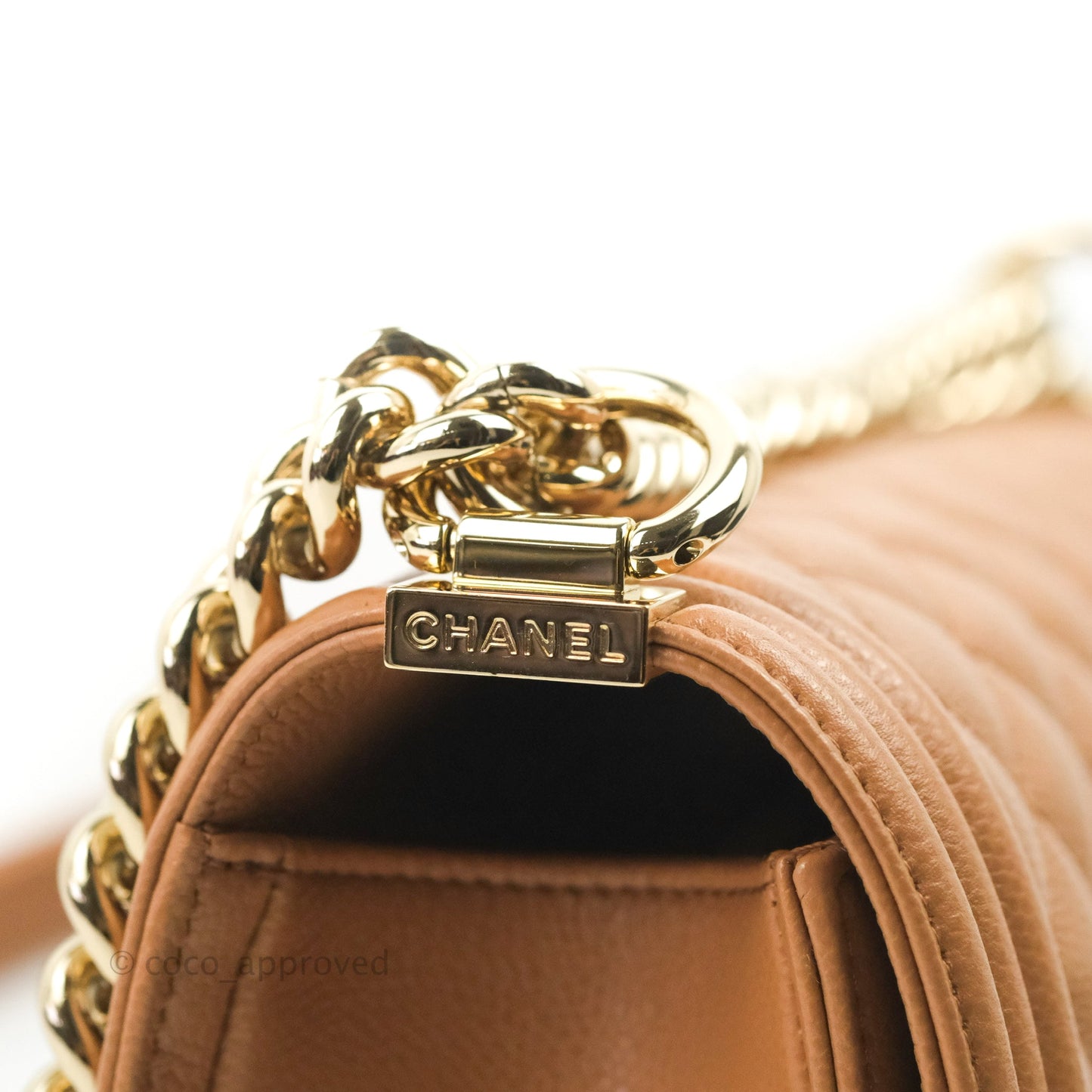 Chanel Quilted Medium Boy Caramel Caviar Gold Hardware