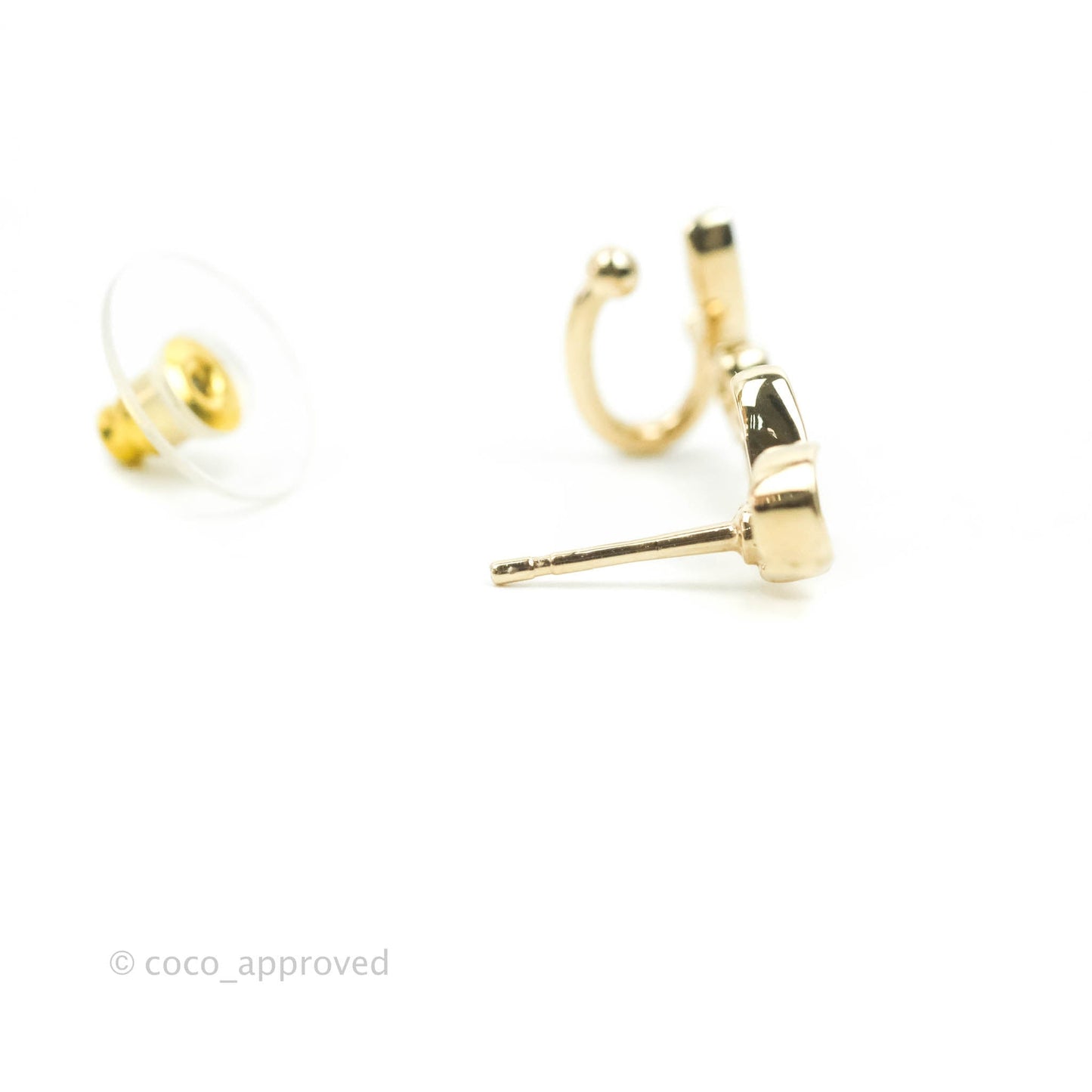 Chanel CC Coco Crystal Earrings Ear Clip Gold Tone 22P