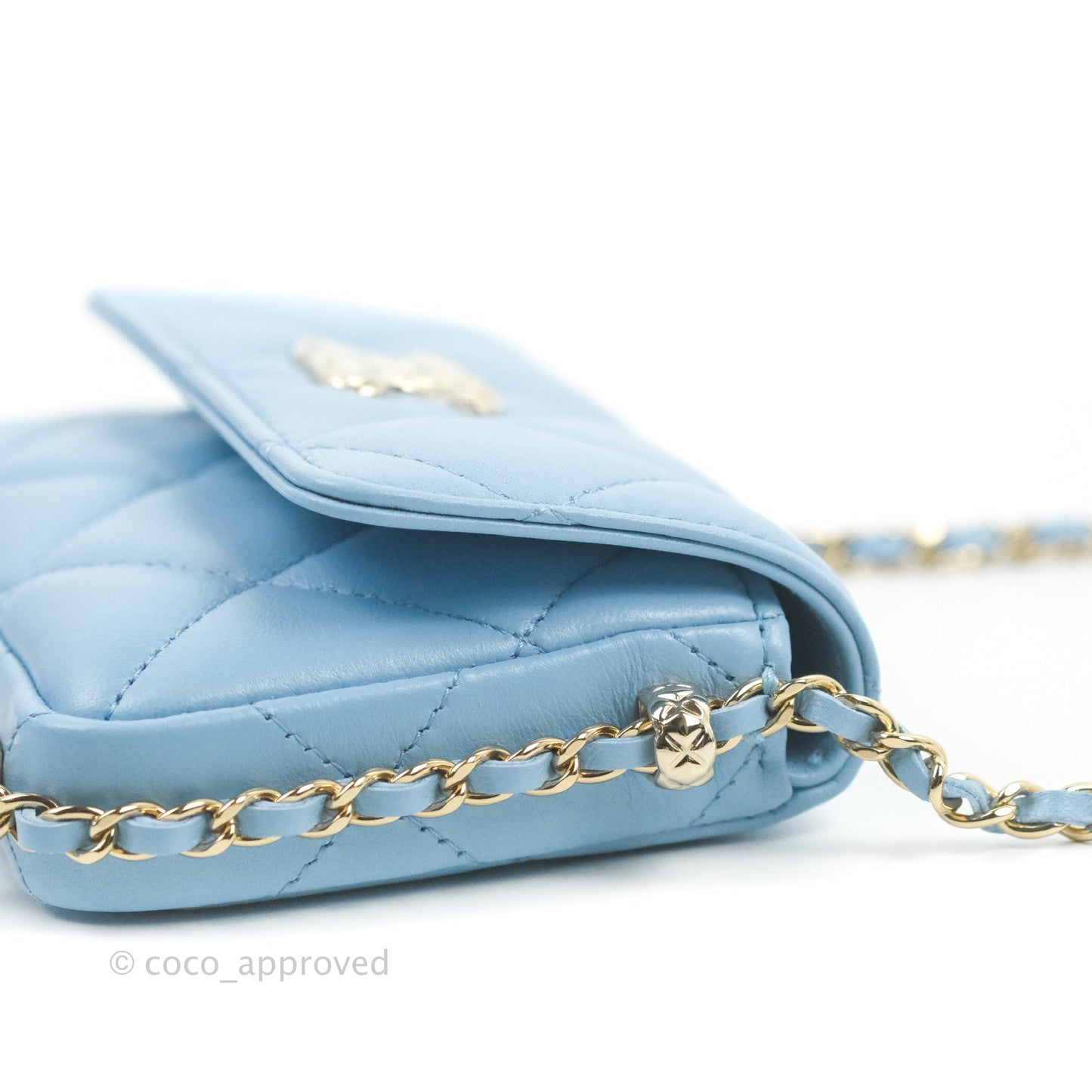 Chanel Mini Clutch With Chain Blue Lambskin Gold Hardware