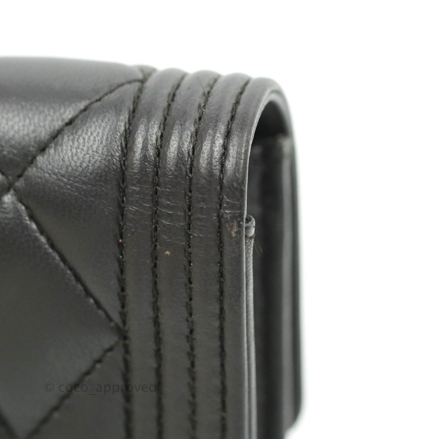 Chanel Quilted Boy Flap Long Wallet Dark Purple Lambskin Gold Hardware