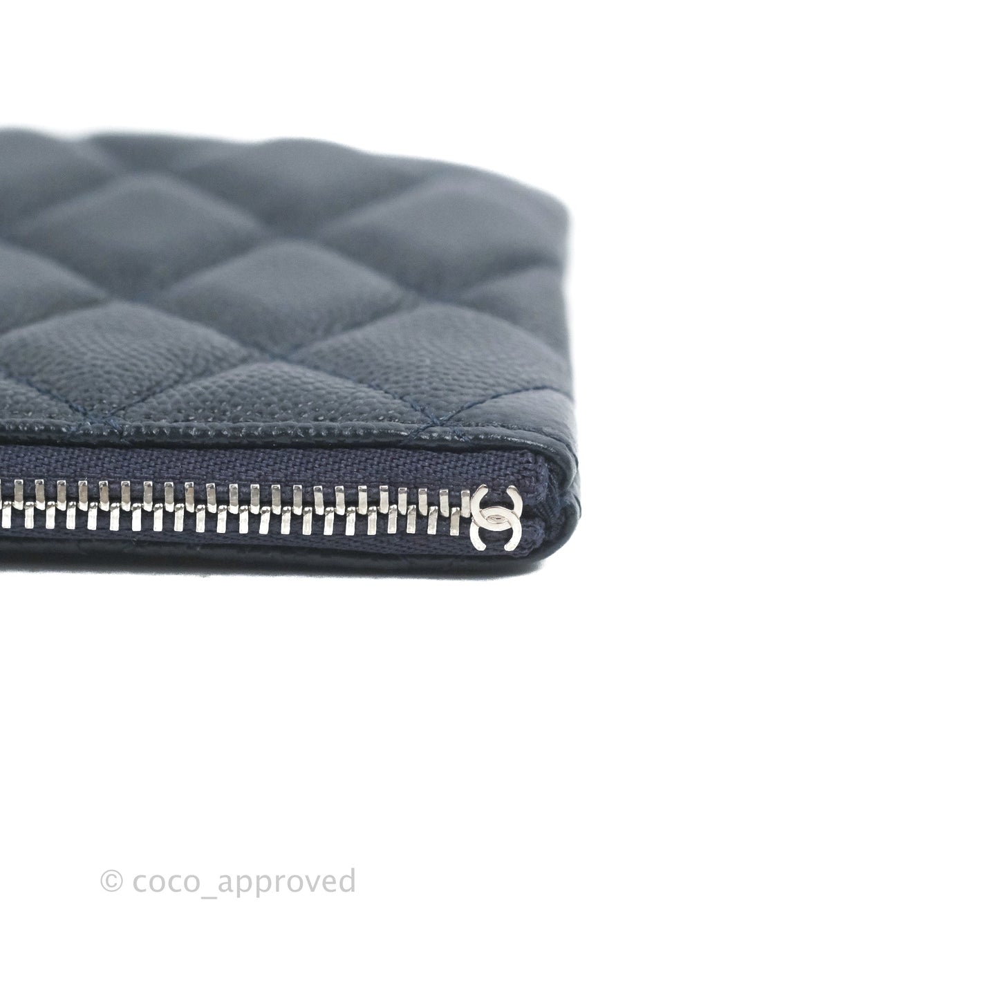 Chanel Quilted Mini O Case Navy Caviar Silver Hardware