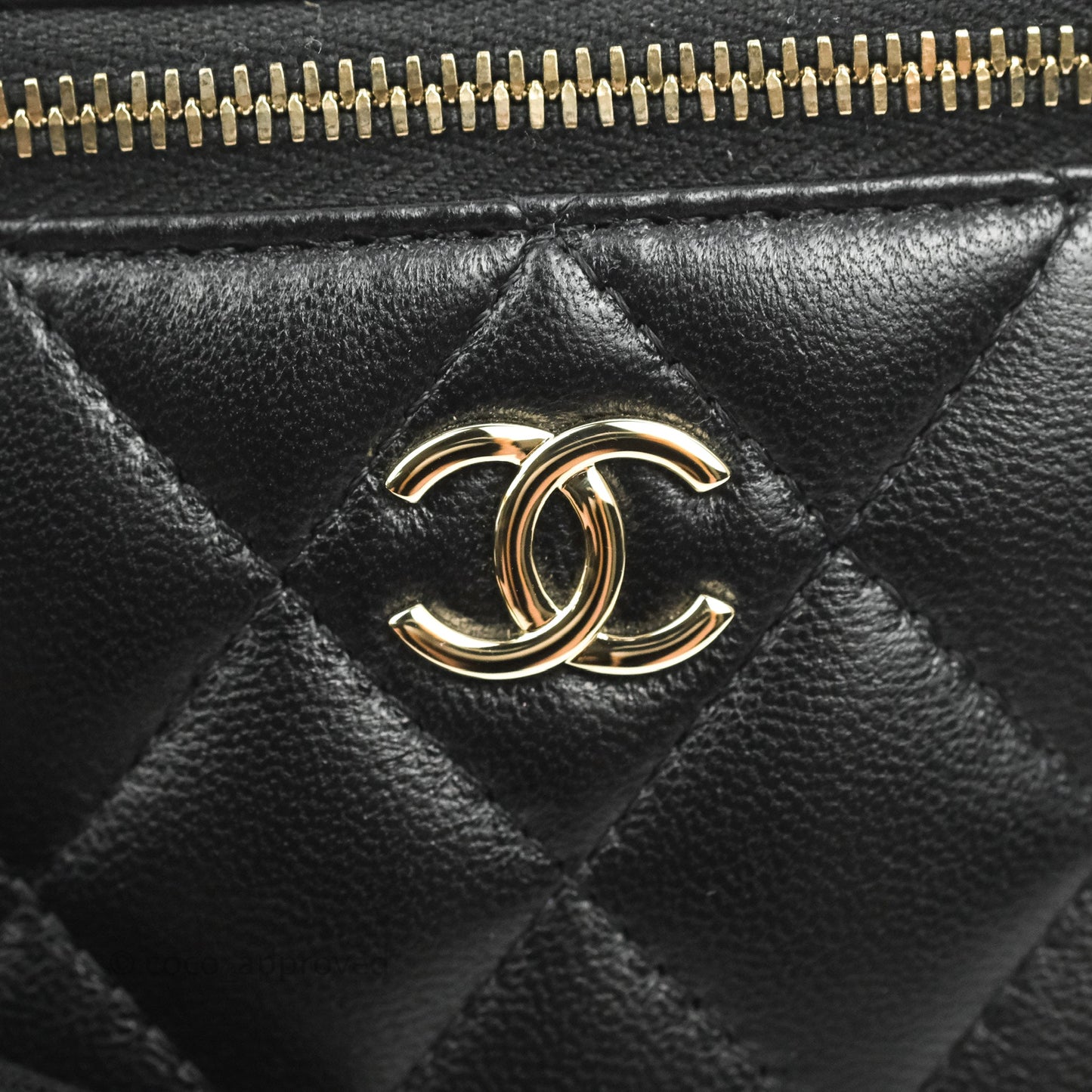 Chanel Mini Top Handle Vanity With Chain Black Lambskin Gold Hardware