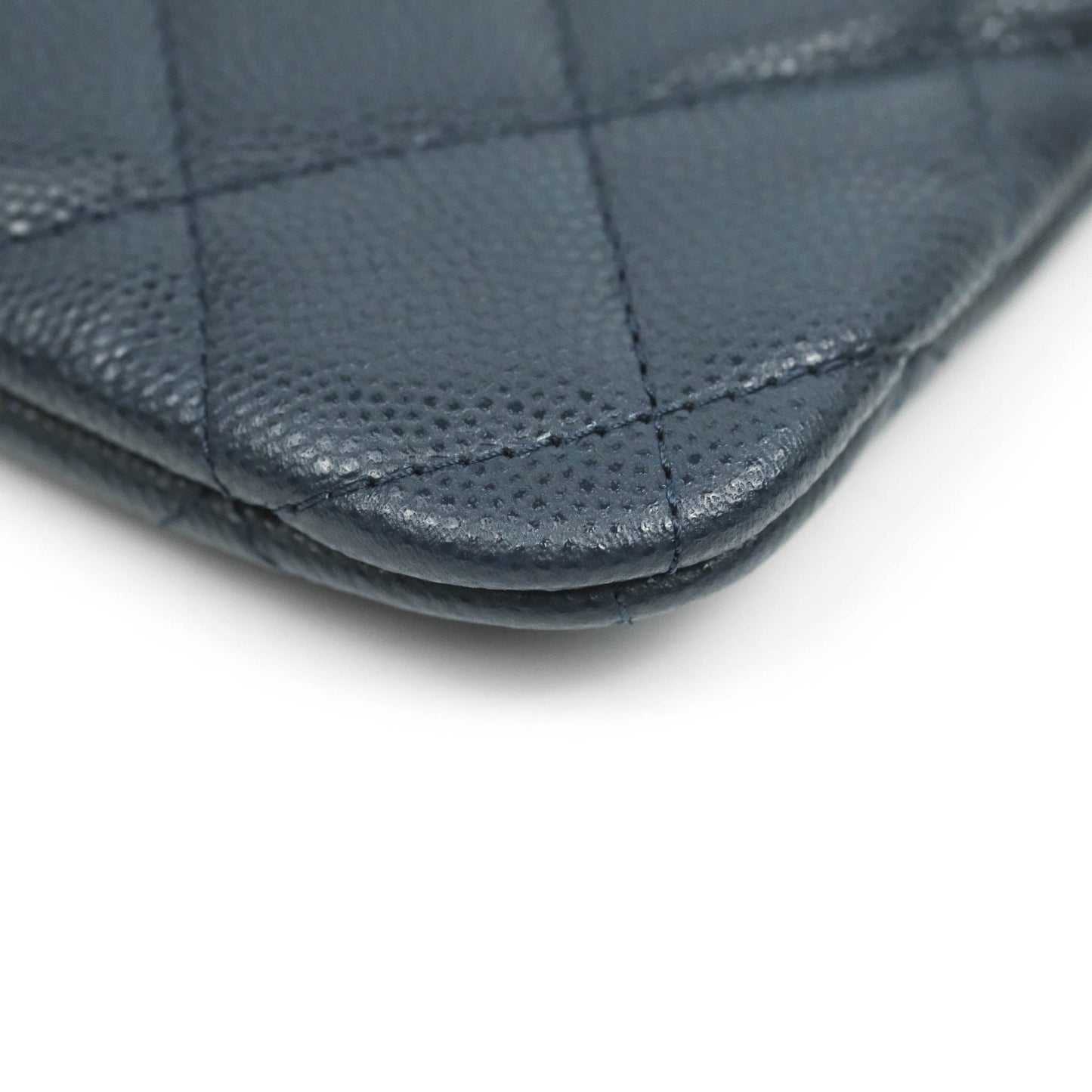Chanel Mini Quilted O Case Navy Caviar Gold Hardware