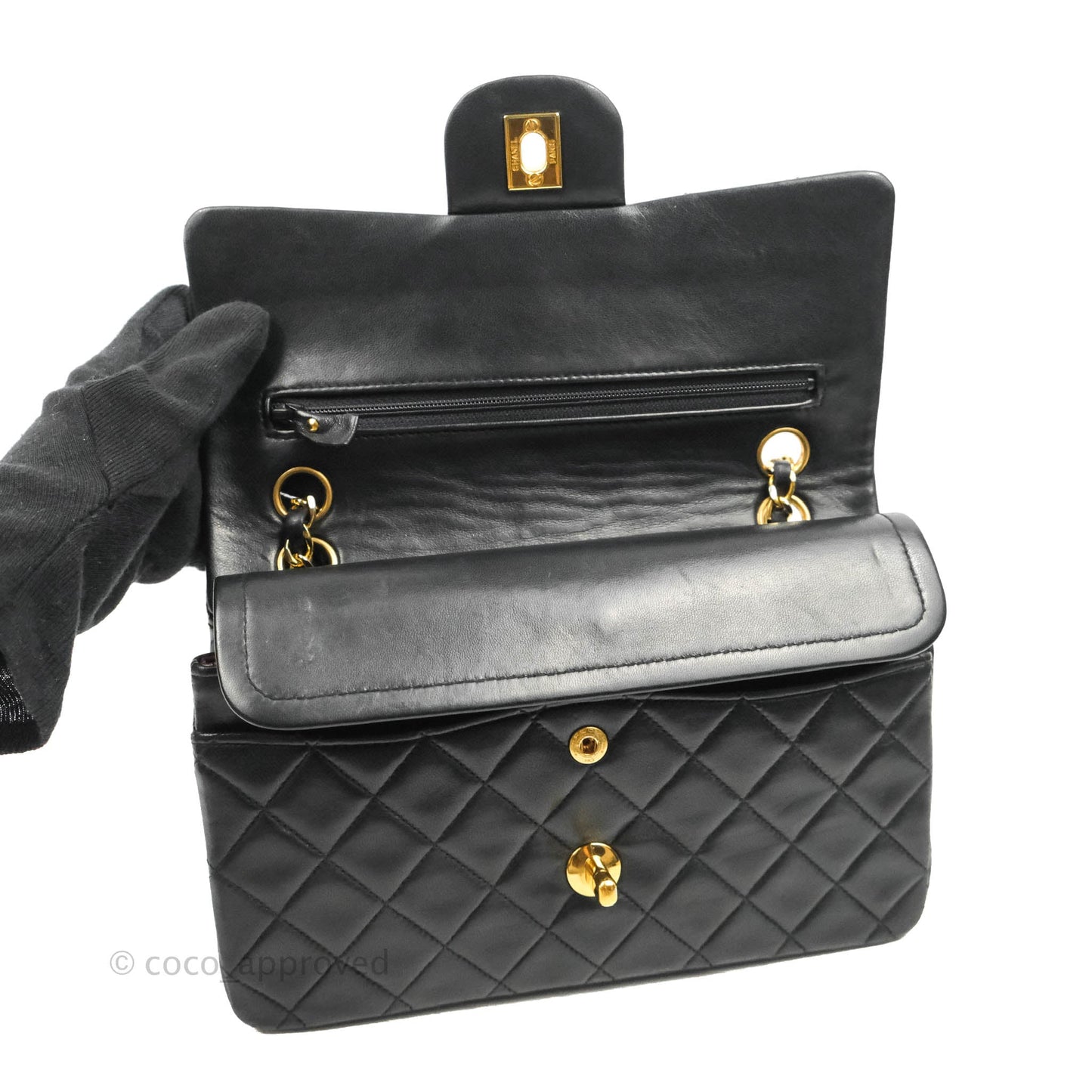 Chanel Classic Vintage Small S/M Flap Black Lambskin 24K Gold Hardware