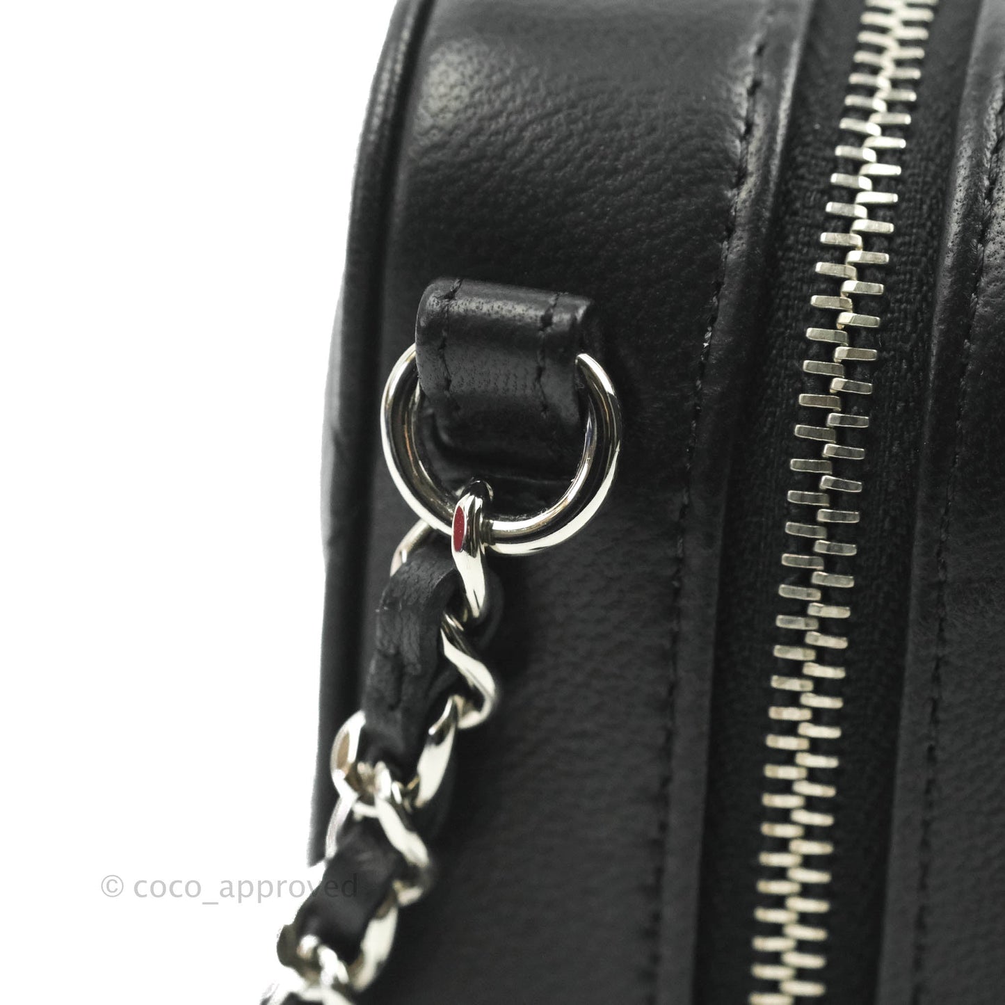 Chanel Mini Quilted Camera Case Black Lambskin Silver Hardware