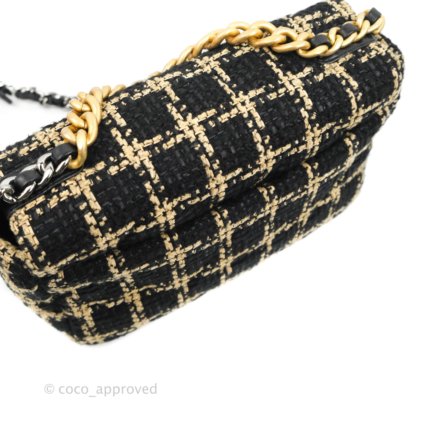 Chanel 19 Small Tweed Black Beige Mixed Hardware