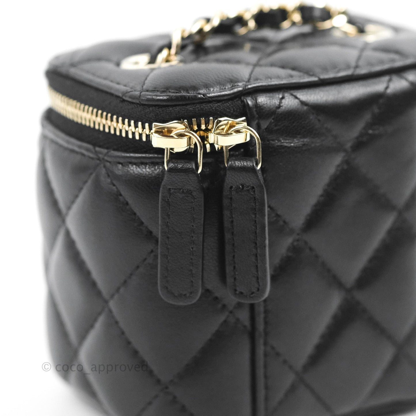 Chanel Mini Vanity With Chain Black Lambskin Gold Hardware