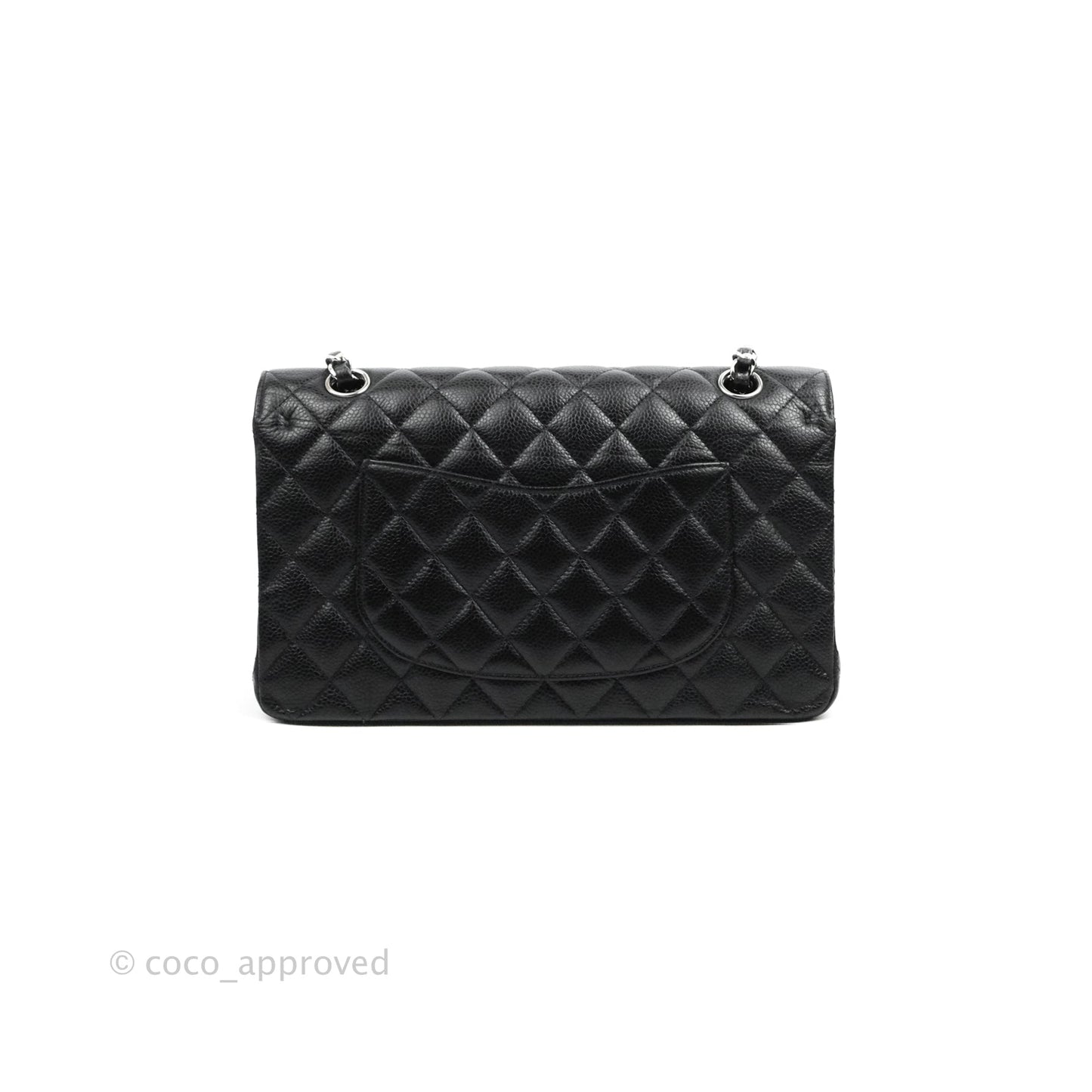 Chanel Classic M/L Medium Flap Quilted Black Caviar Silver Hardware