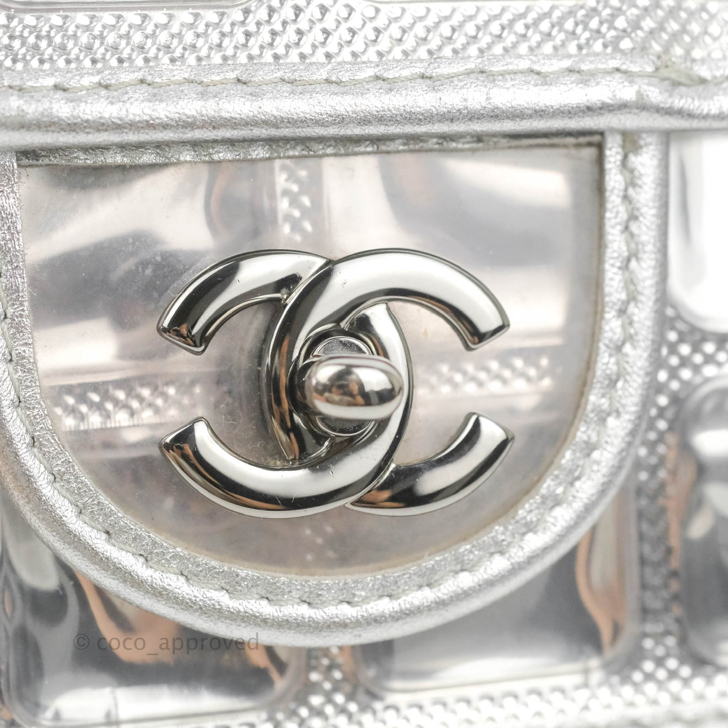 Chanel Vinyl Ice Cube Flap Bag Metallic Silver Silver Hardware