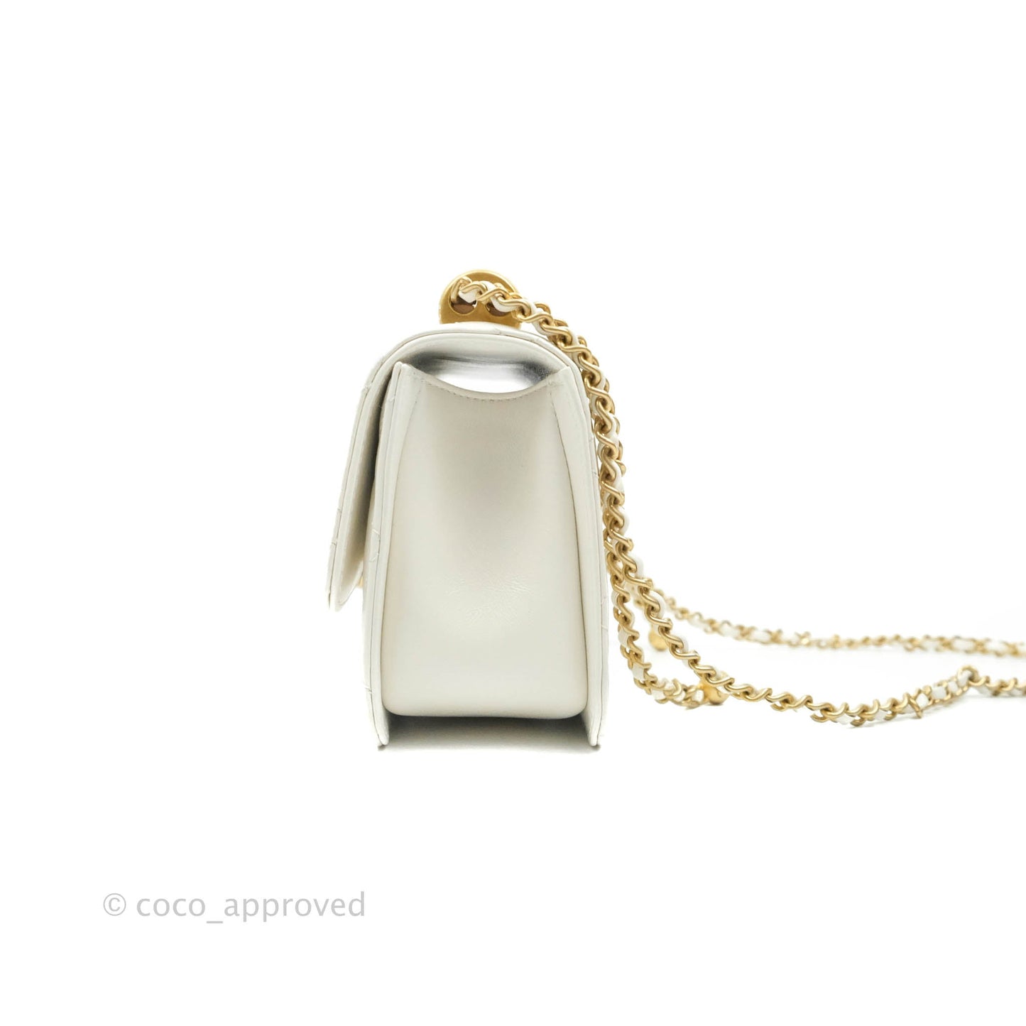 Chanel Quilted Mini Perfect Fit Adjustable White Calfskin Gold Hardware