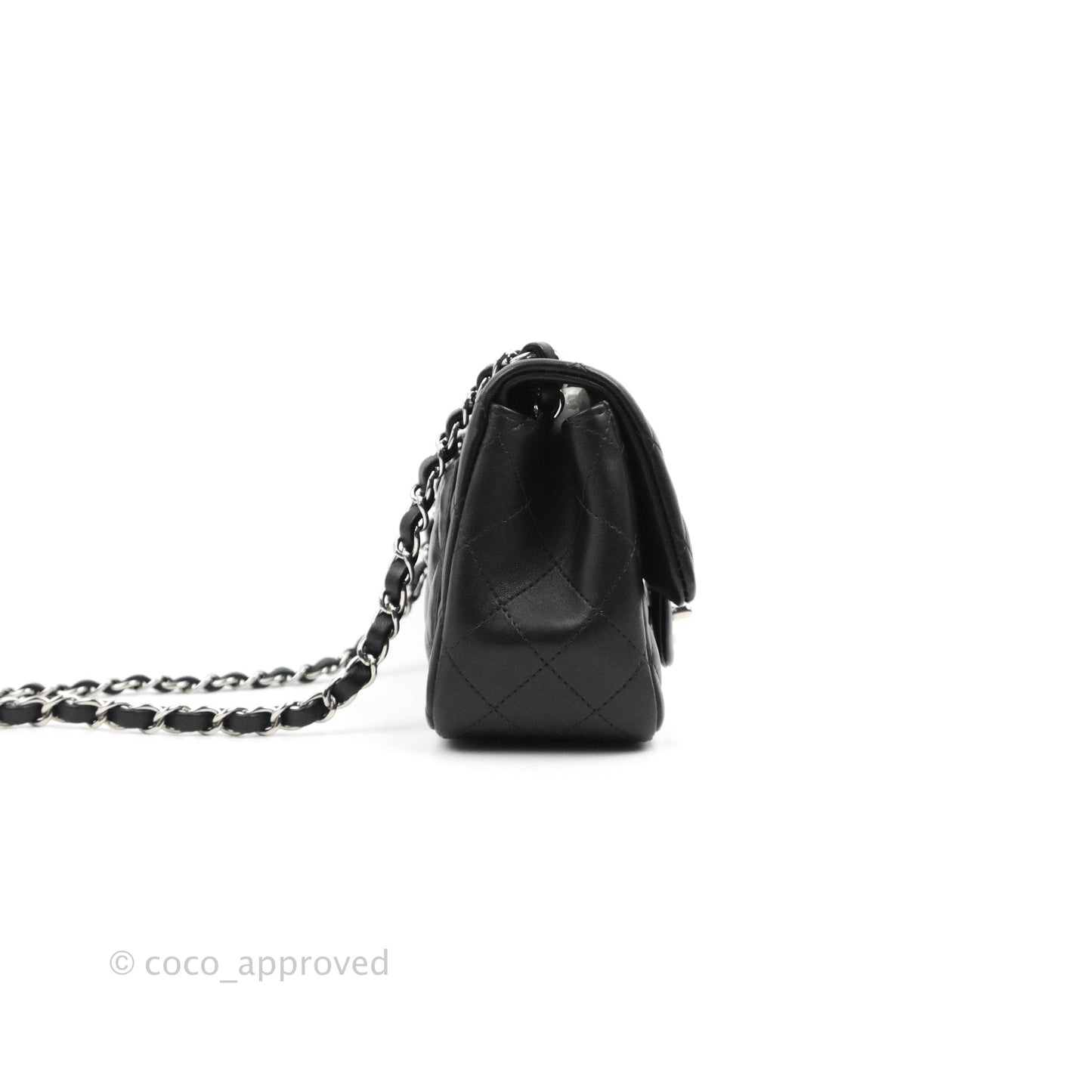 Chanel Mini Square Black Lambskin Silver Hardware
