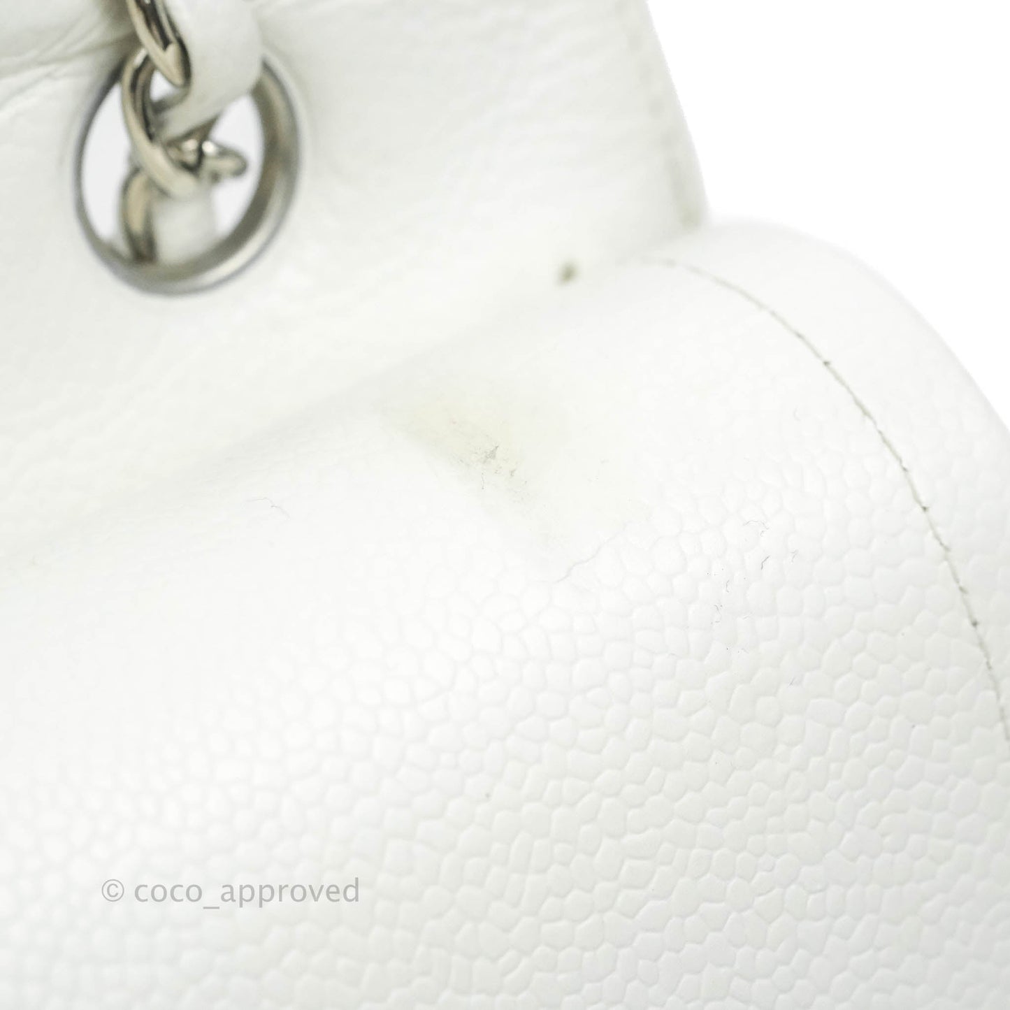 Chanel Classic M/L Medium Double Flap White Caviar Silver Hardware