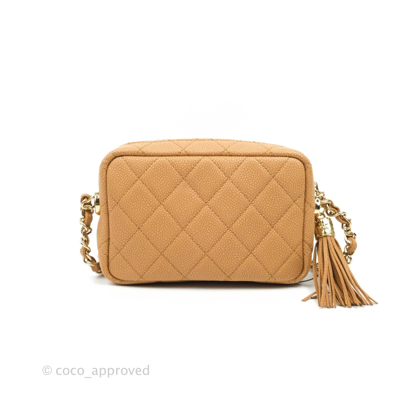 Chanel Camera Bag Caramel Dark Beige Caviar Gold Hardware