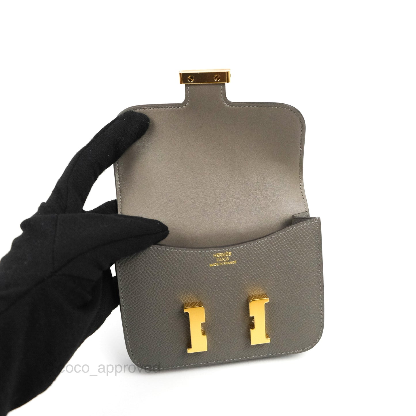 Hermès Constance Slim Wallet Gris Meyer Epsom Gold Hardware