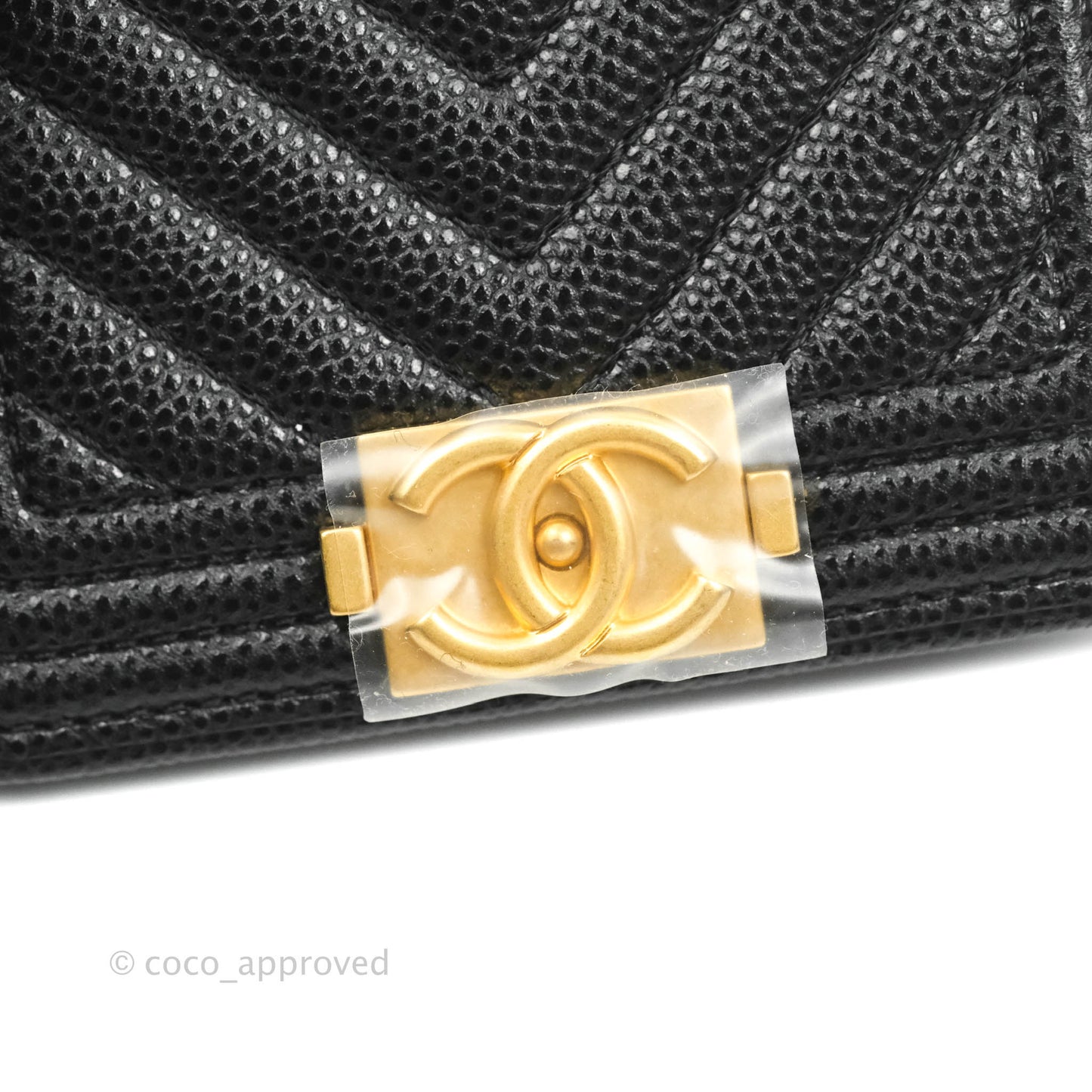 Chanel Chevron Boy Belt Bag Black Caviar Aged Gold Hardware
