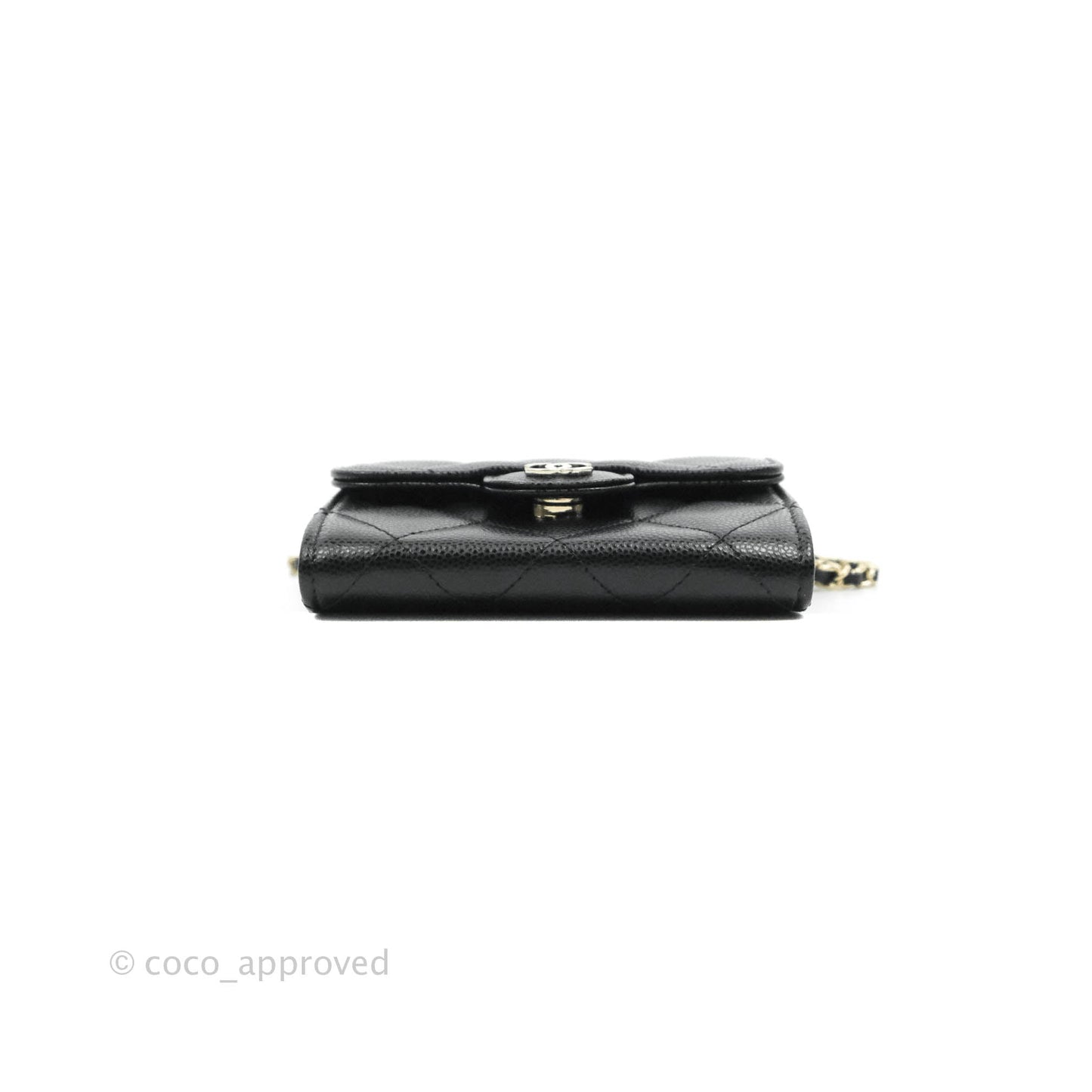 Chanel Mini Wallet With Chain Black Caviar Gold Hardware