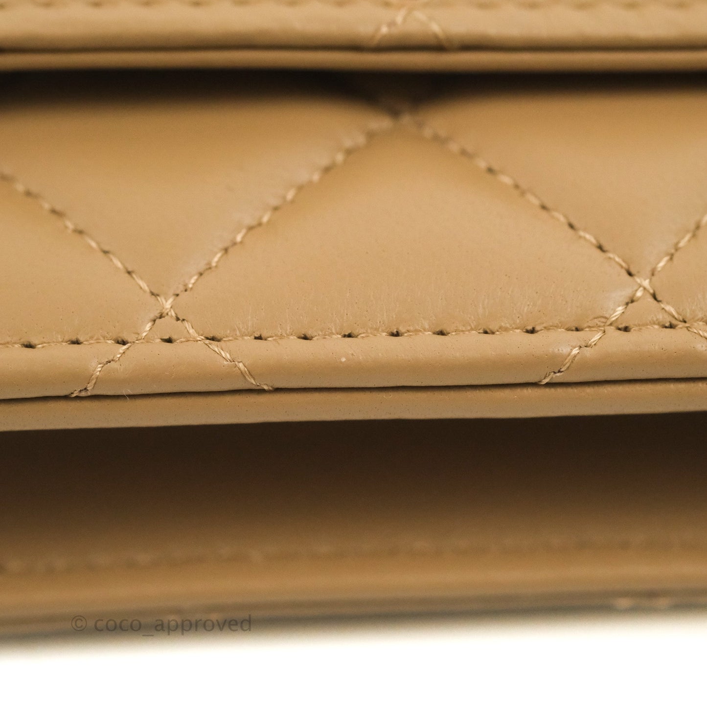 Chanel Quilted Pearl Crush Wallet on Chain WOC Beige Lambskin Aged Gold Hardware