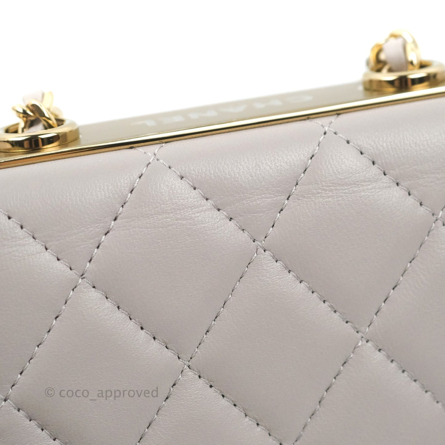 Chanel Mini Quilted Trendy CC Clutch With Chain Grey Lambskin Gold Hardware