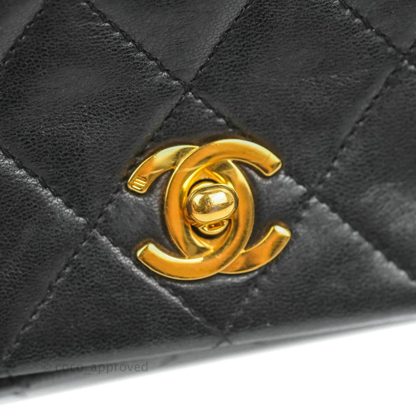 Chanel Vintage Small Single Full Flap Bag Black Lambskin 24K Gold Hardware
