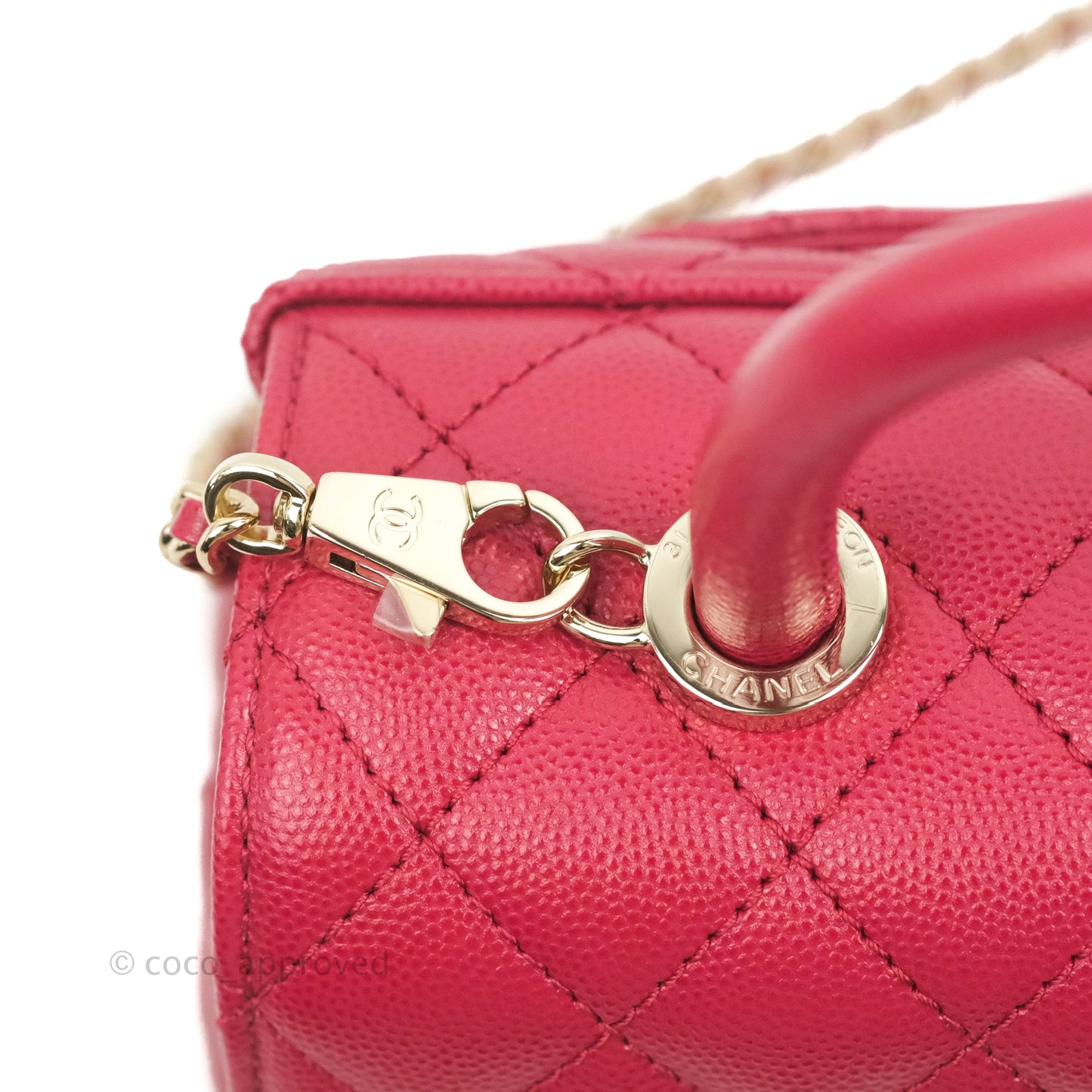 Chanel Small Coco Handle Quilted Dark Pink Caviar Gold Hardware 21A