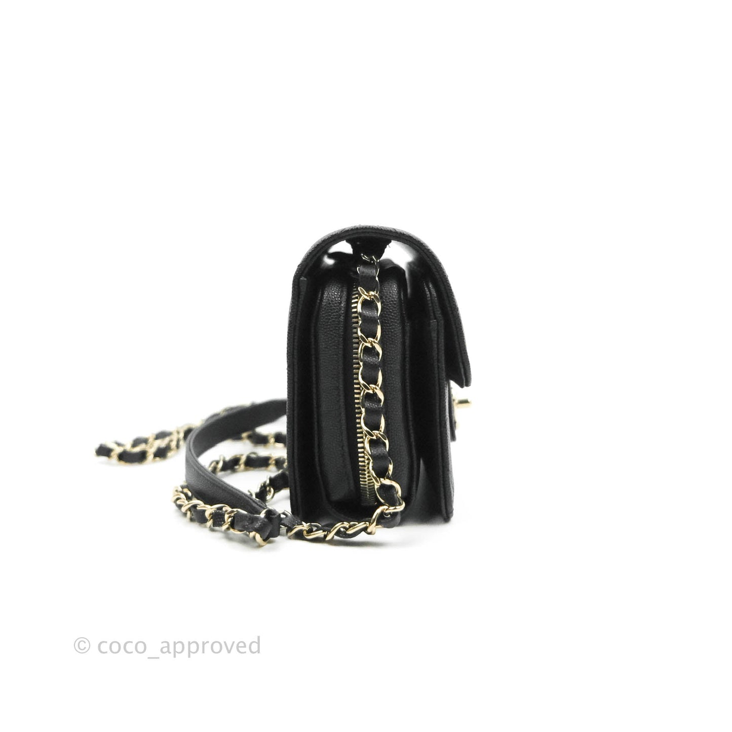 Chanel Quilted Small Like The Wallet Flap Black Caviar Light Gold Hardware 22C