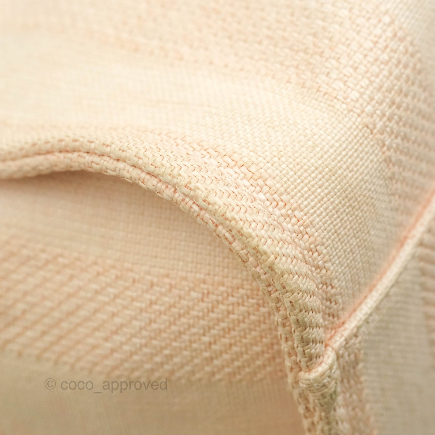 Chanel Large Deauville Pink Stripe Canvas Beige Handle Gold Hardware