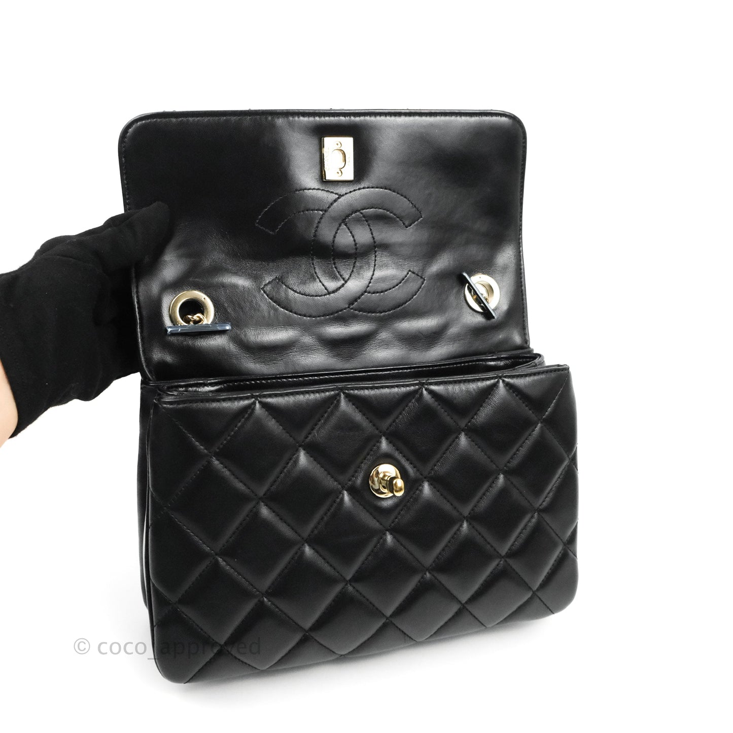 Chanel Small Trendy CC Black Lambskin Gold Hardware