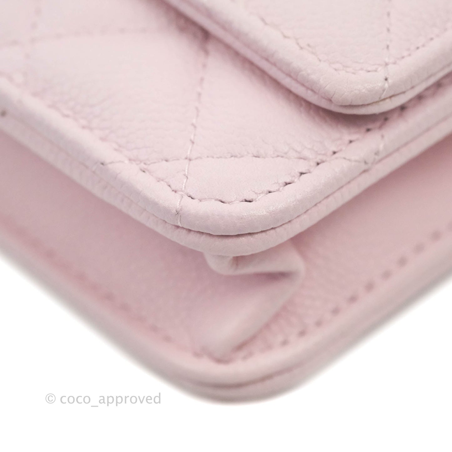 Chanel Quilted CC Chain Wallet on Chain WOC Light Pink Caviar Gold Hardware 22P