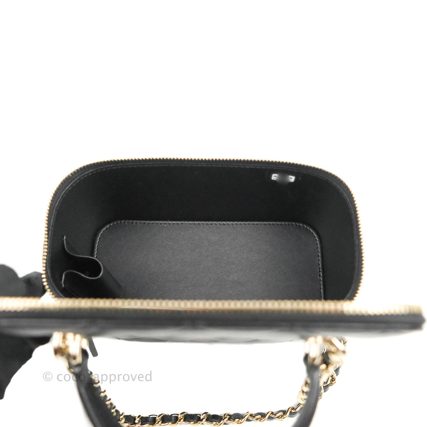 Chanel Vanity Rectangular Top Handle Black Lambskin Gold Hardware