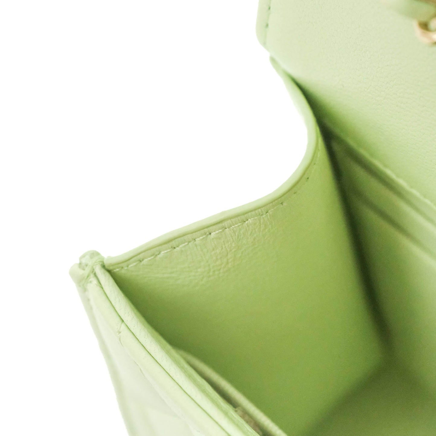 Chanel Mini Quilted Trendy CC Clutch With Chain Light Green Lambskin Gold Hardware