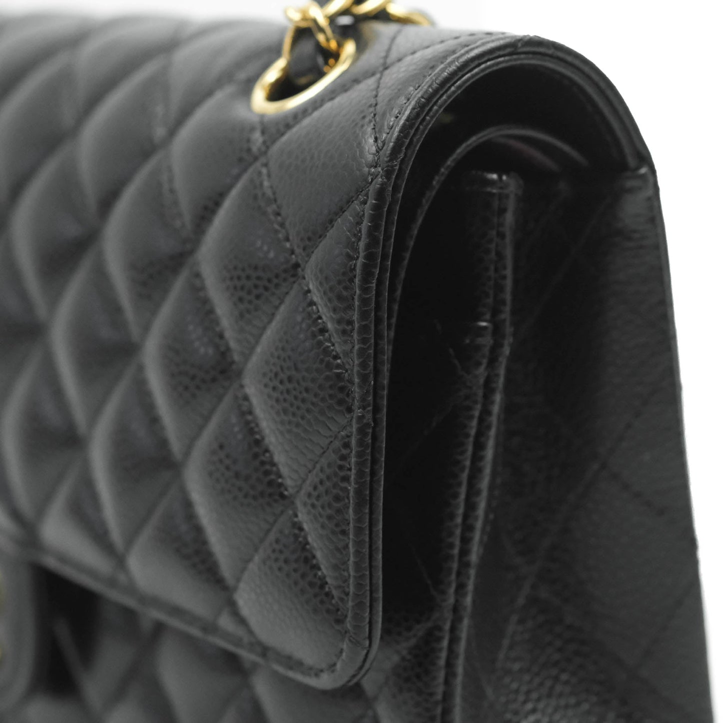 Chanel Classic M/L Medium Double Flap Black Caviar Gold Hardware