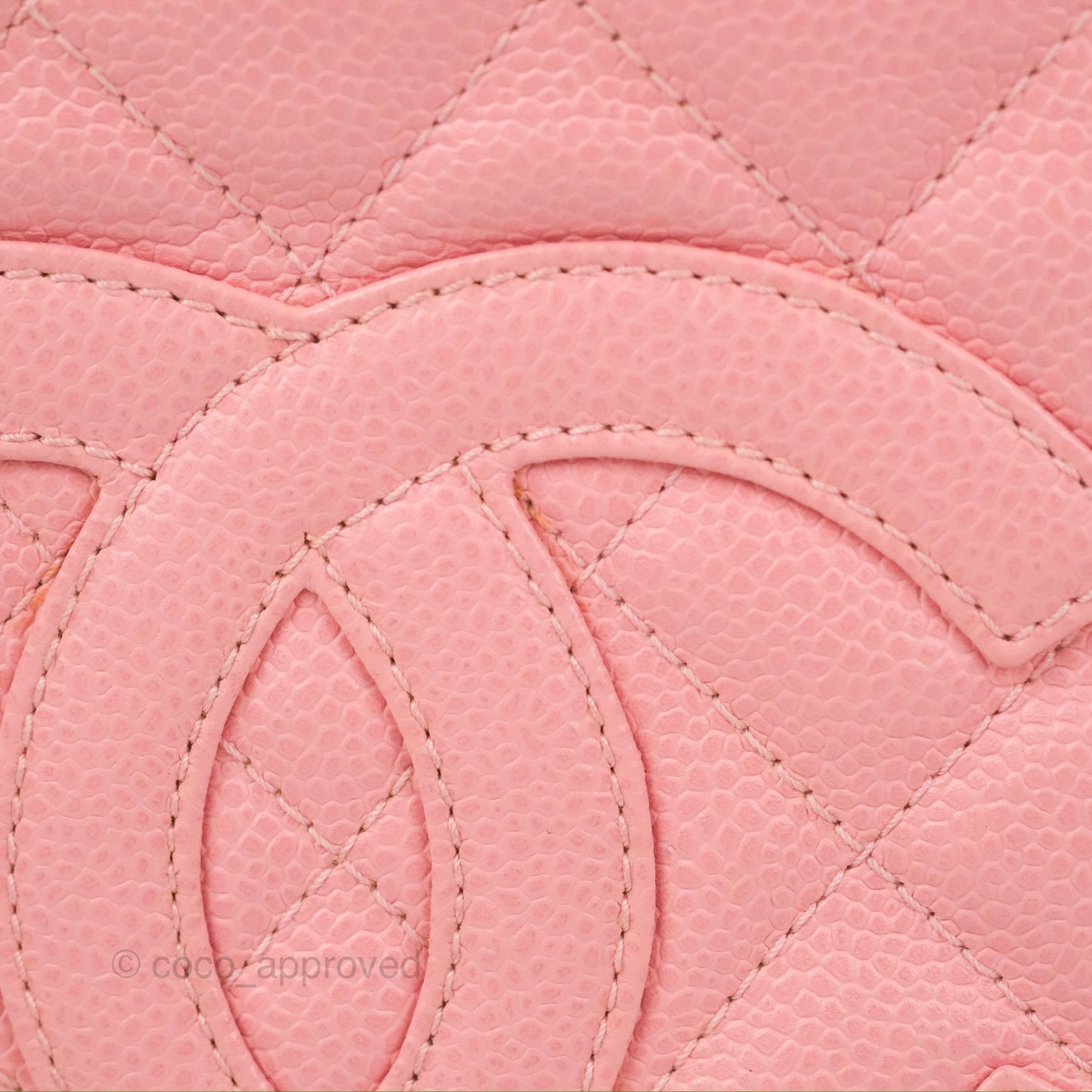 Chanel Vintage CC Quilted Shoulder Bag Pink Caviar Gold Hardware