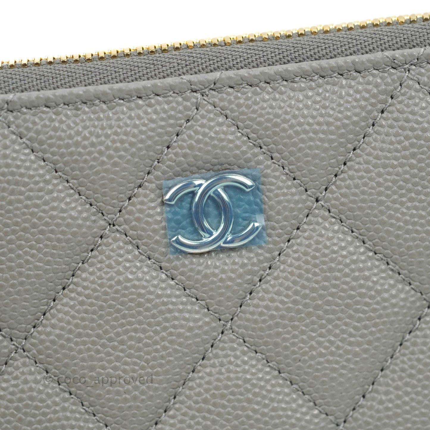 Chanel Quilted Mini O Case Grey Caviar Silver Hardware